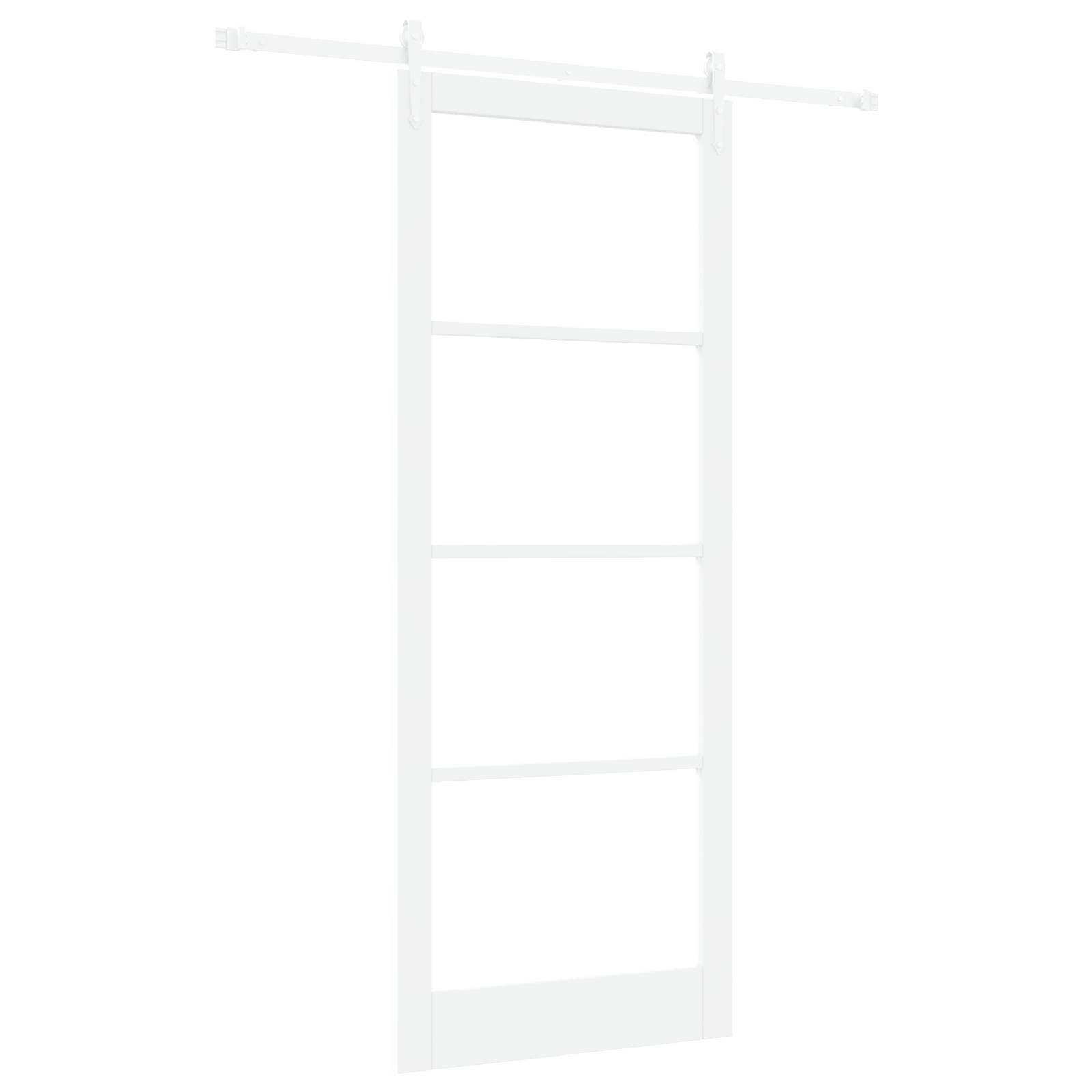 vidaXL Schiebetür mit Beschlagset Weiß 93x232 cm aus massivem Kiefernholz