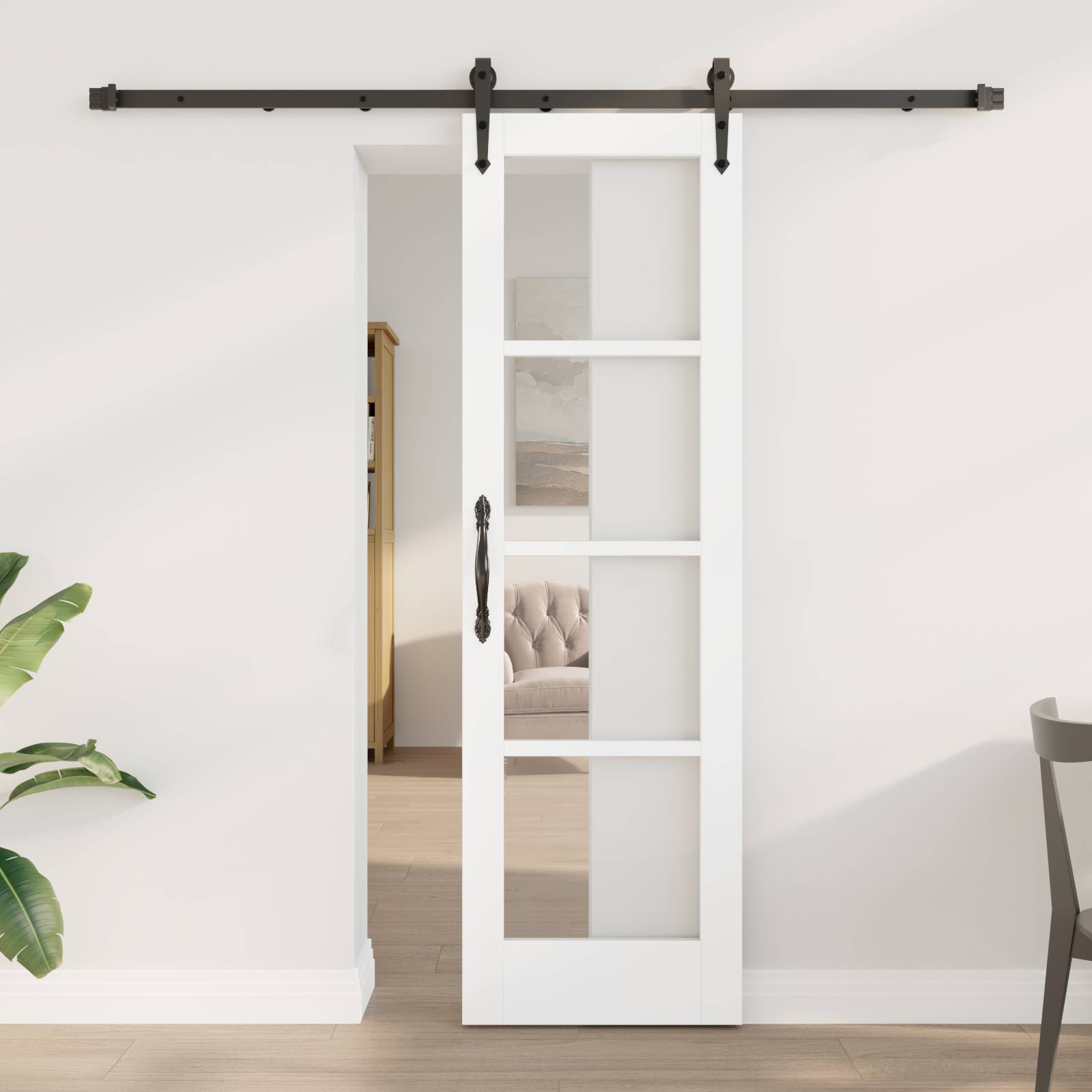 vidaXL Schiebetür mit Hardware-Set Weiß 61x198,5 cm Massivholz Kiefer