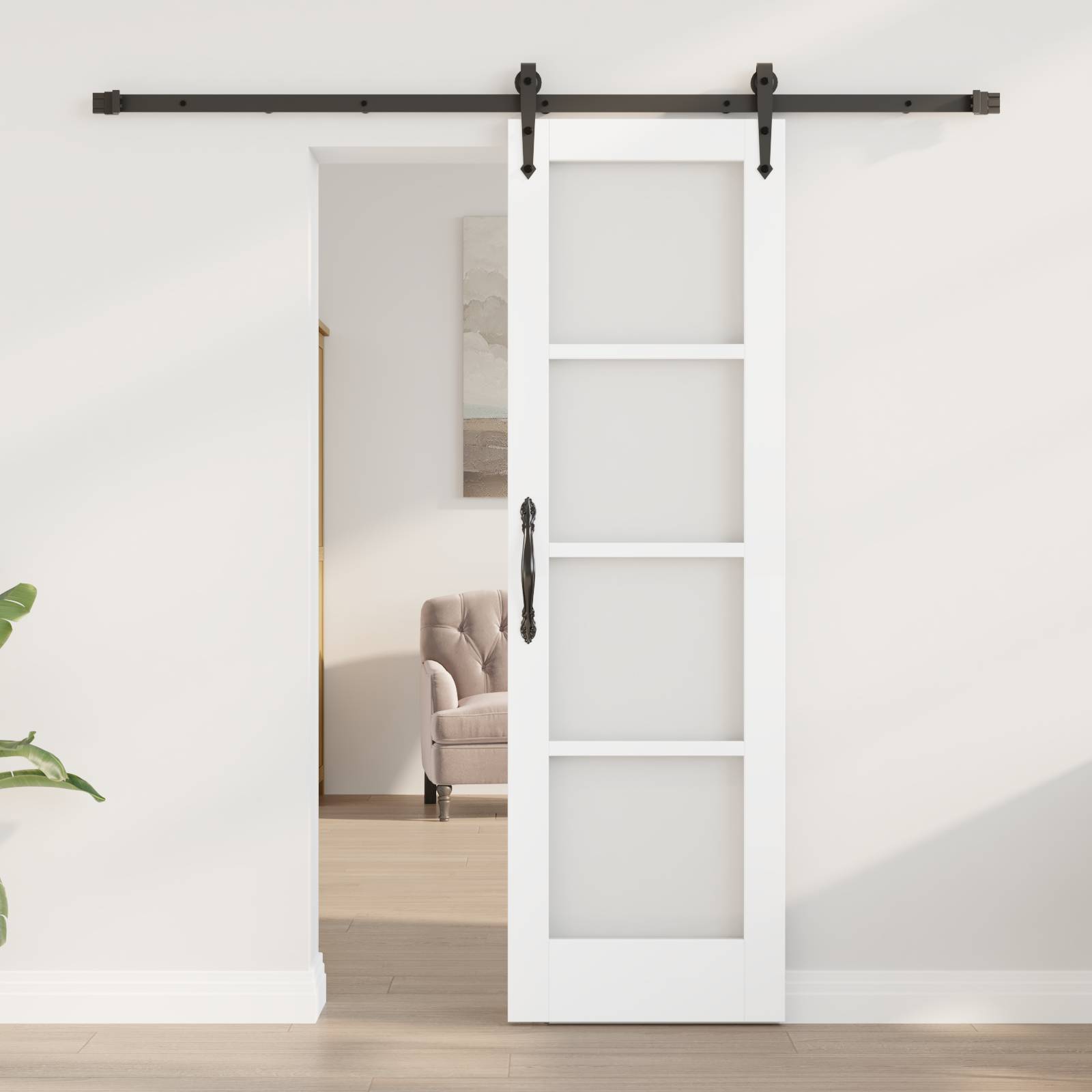 vidaXL Schiebetür mit Hardware-Set Weiß 61x198,5 cm Massivholz Kiefer