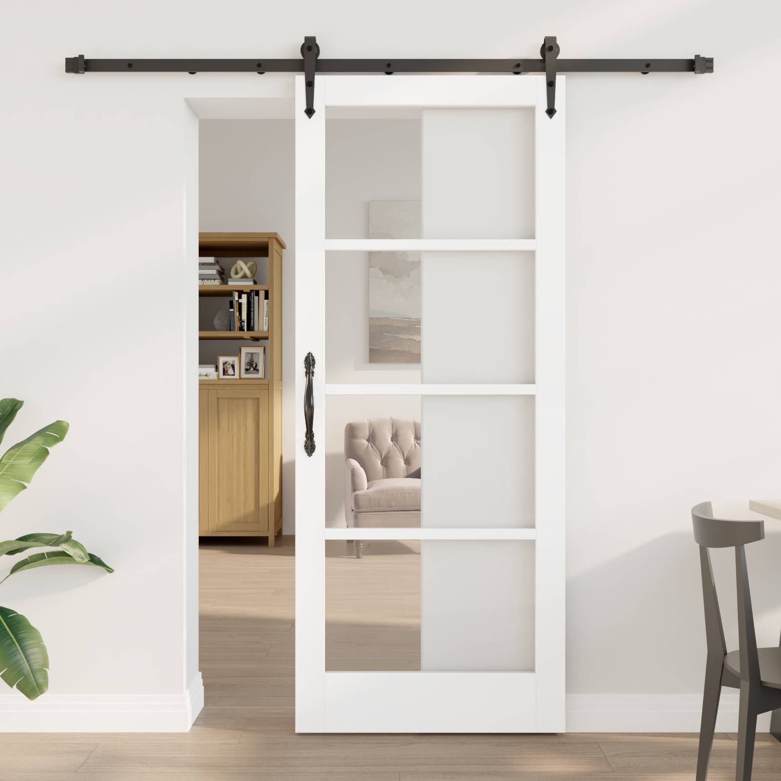 vidaXL Schiebetür mit Zubehör Set Weiß 83x202 cm Massivholz Kiefer