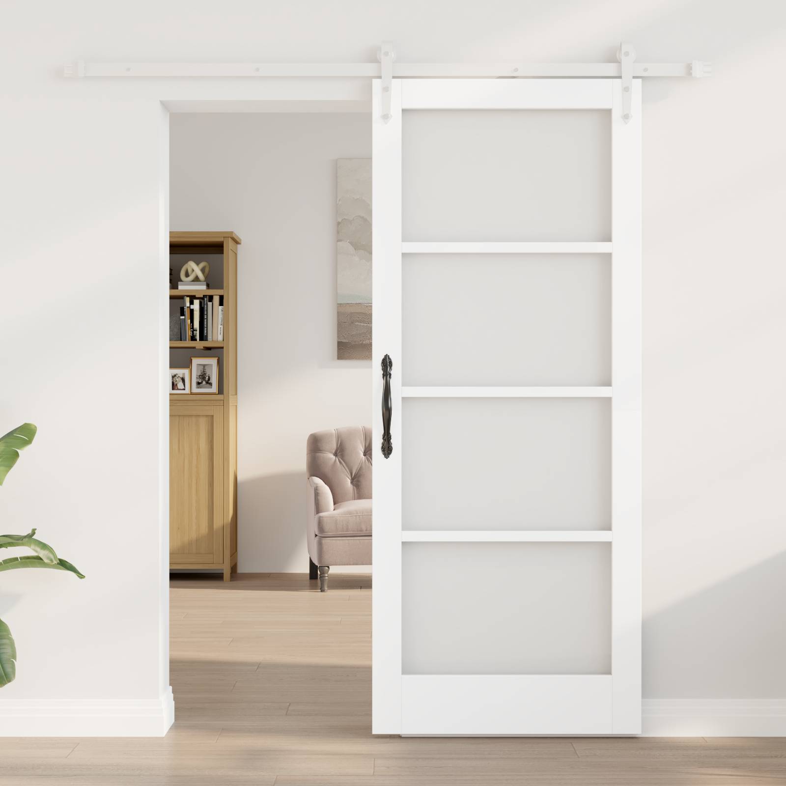 vidaXL Schiebetür mit Hardware Set Weiß 83 x 202 cm Massivholz Kiefer