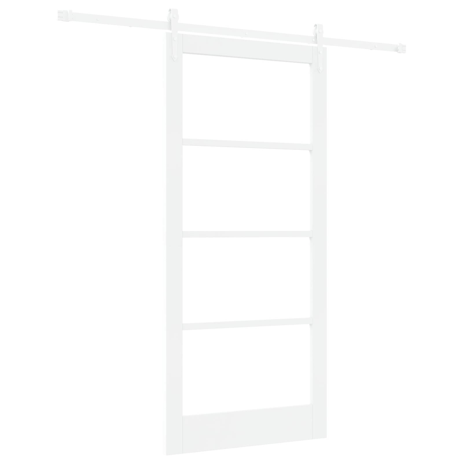 vidaXL Schiebetür mit Beschlag-Set Weiß 93 x 202 cm Massivholz Fichte