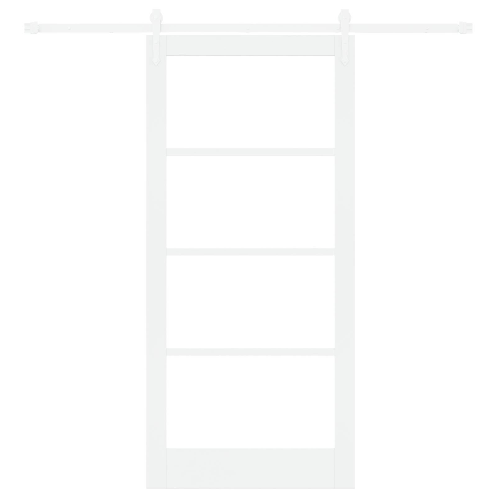 vidaXL Schiebetür mit Beschlag-Set Weiß 93 x 202 cm Massivholz Fichte