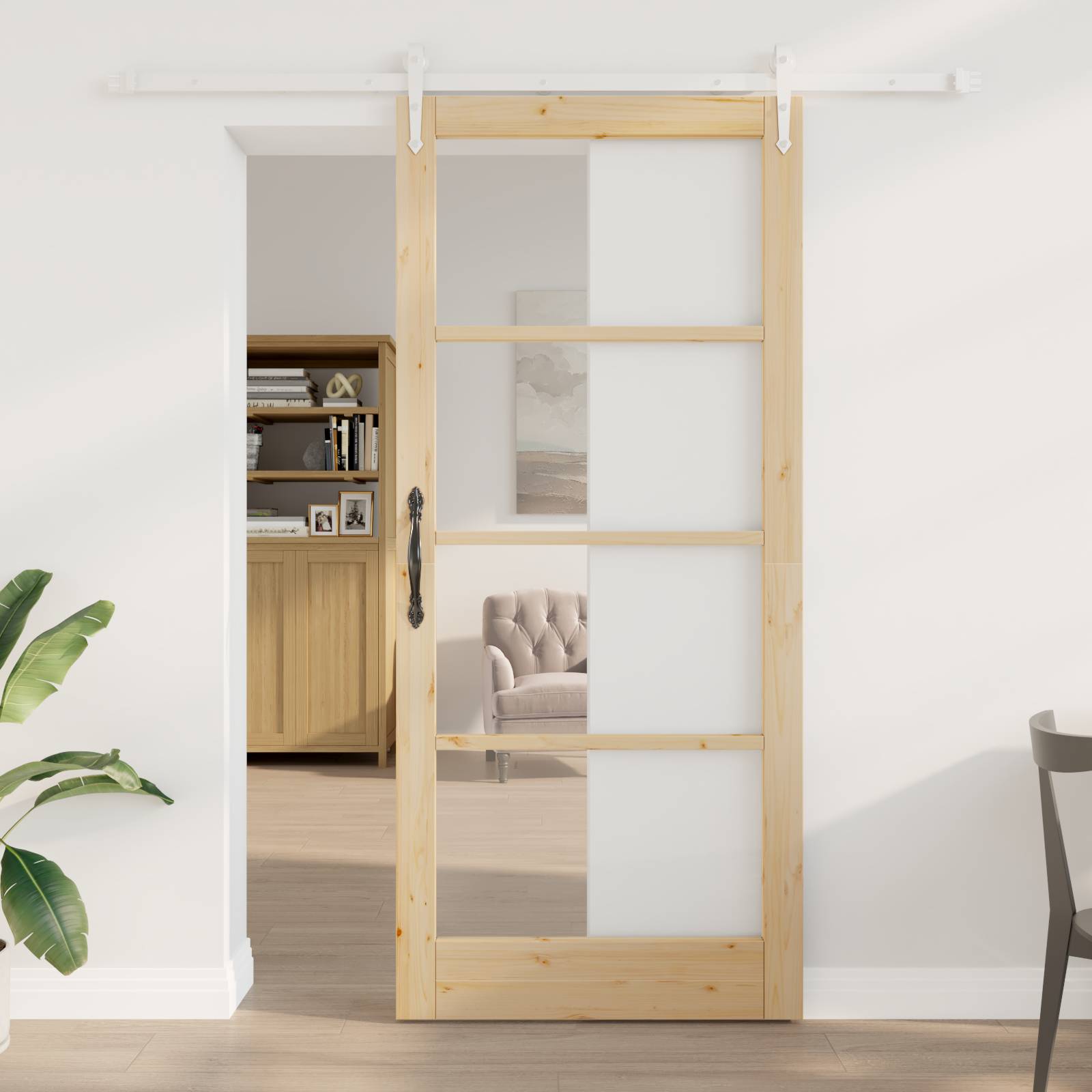 vidaXL Schiebetür mit Hardware Set 93x211 cm Massivholz Kiefer