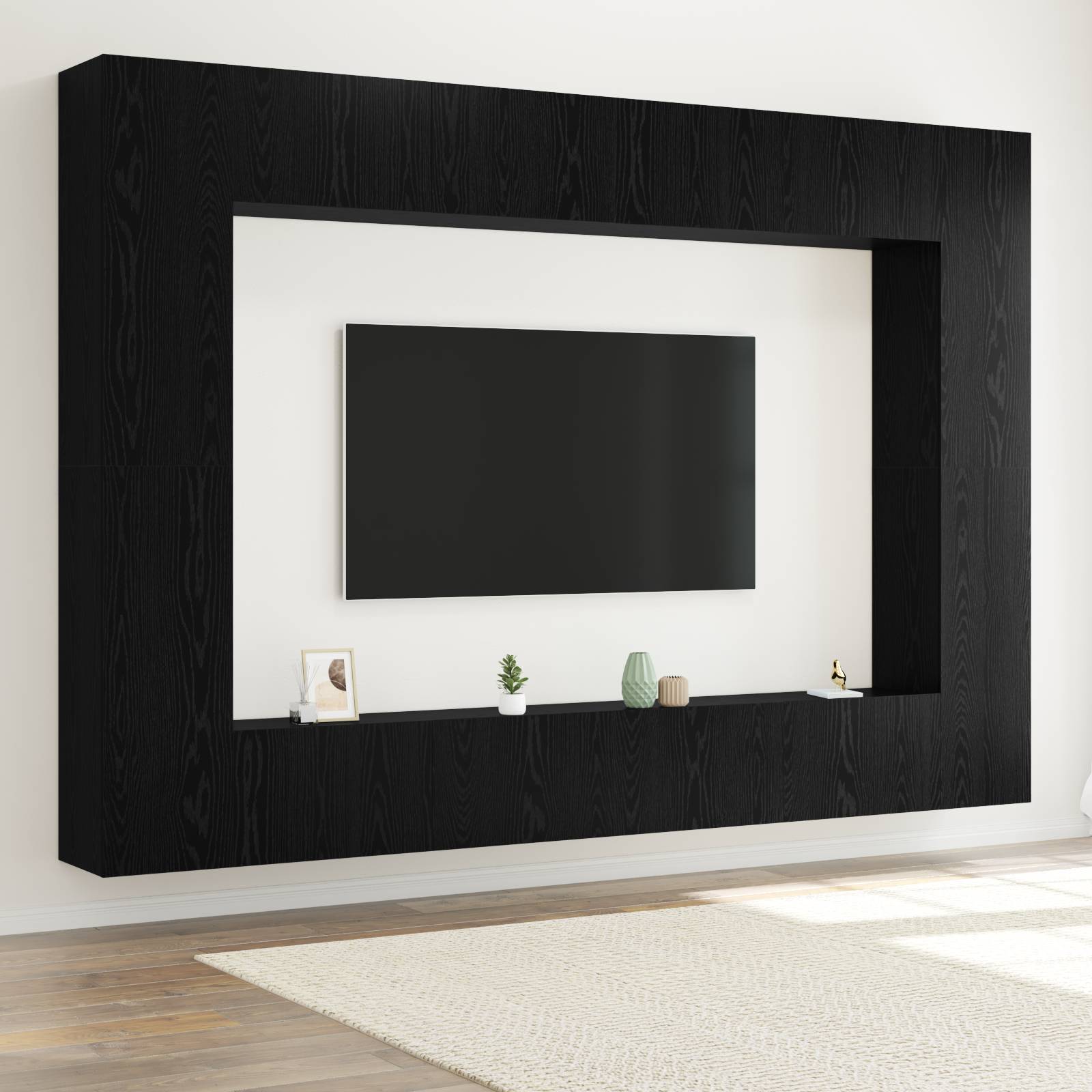 vidaXL 12-teiliges TV-Schrank-Set Wandmontiert Schwarz Eichen Holzwerkstoff
