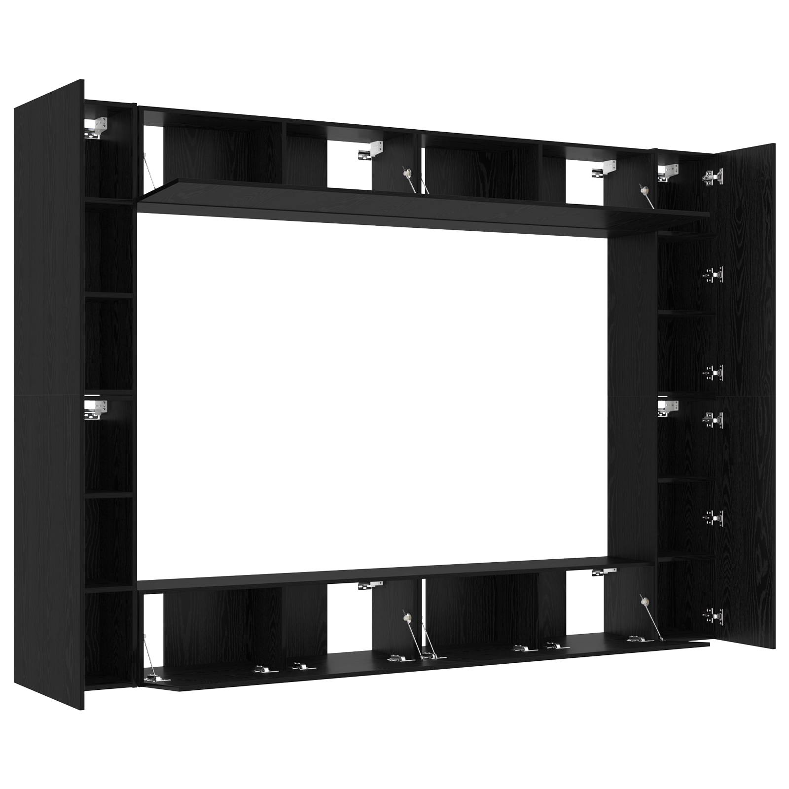 vidaXL 12-teiliges TV-Schrank-Set Wandmontiert Schwarz Eichen Holzwerkstoff