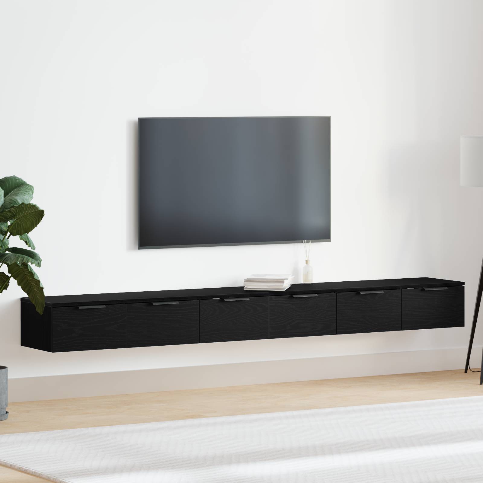 vidaXL Wandregale 2 Stk Schwarz Eiche 102x30x20 cm Holzwerkstoff