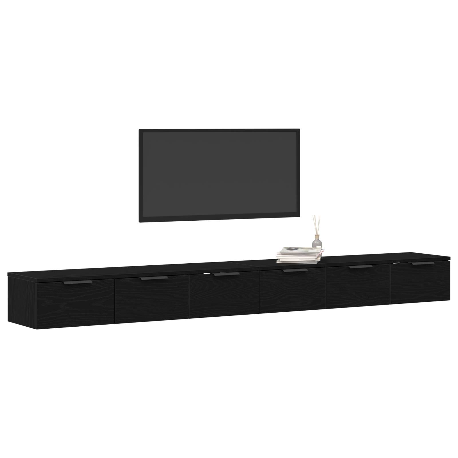 vidaXL Wandregale 2 Stk Schwarz Eiche 102x30x20 cm Holzwerkstoff