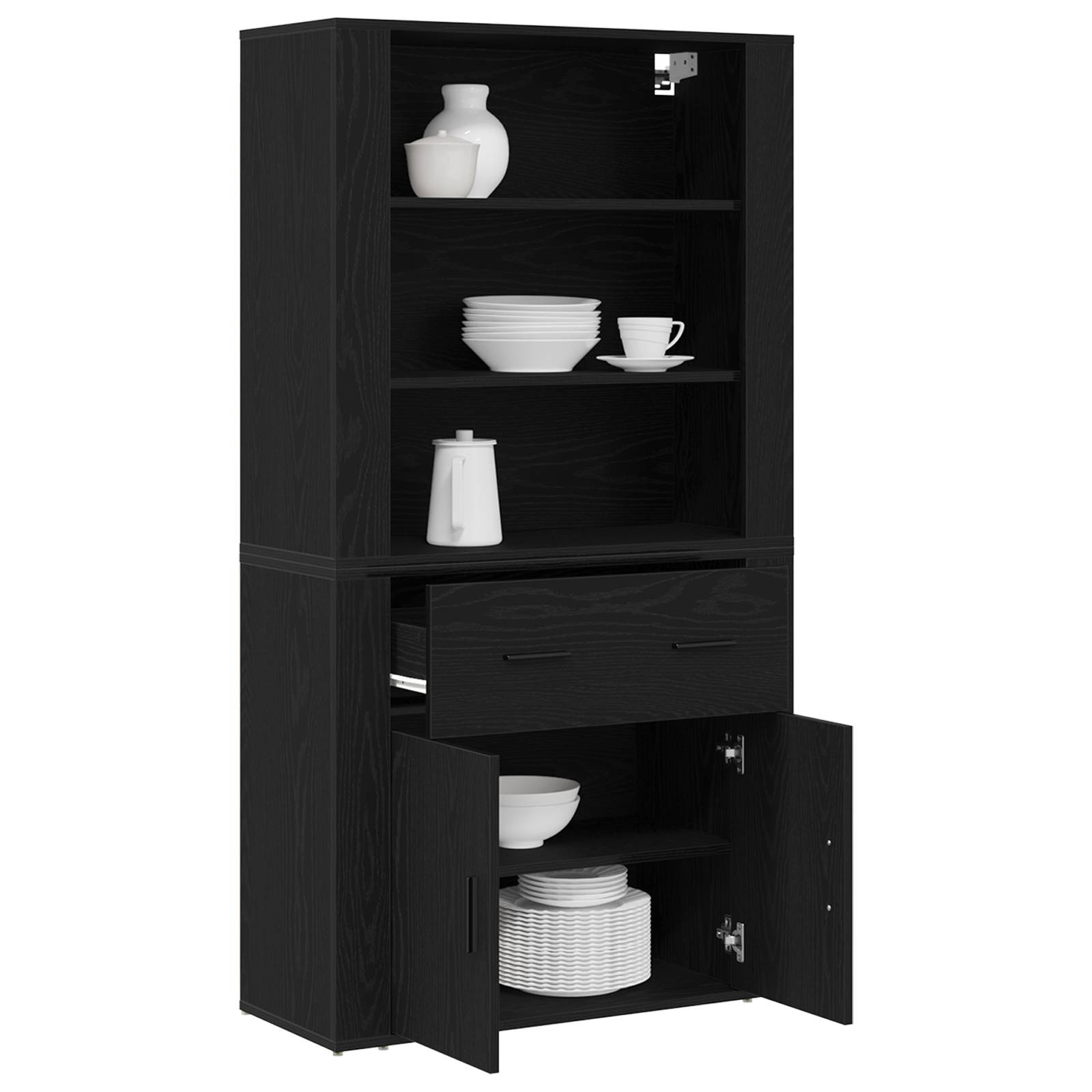 vidaXL Highboard Schwarz Eiche Holzwerkstoff