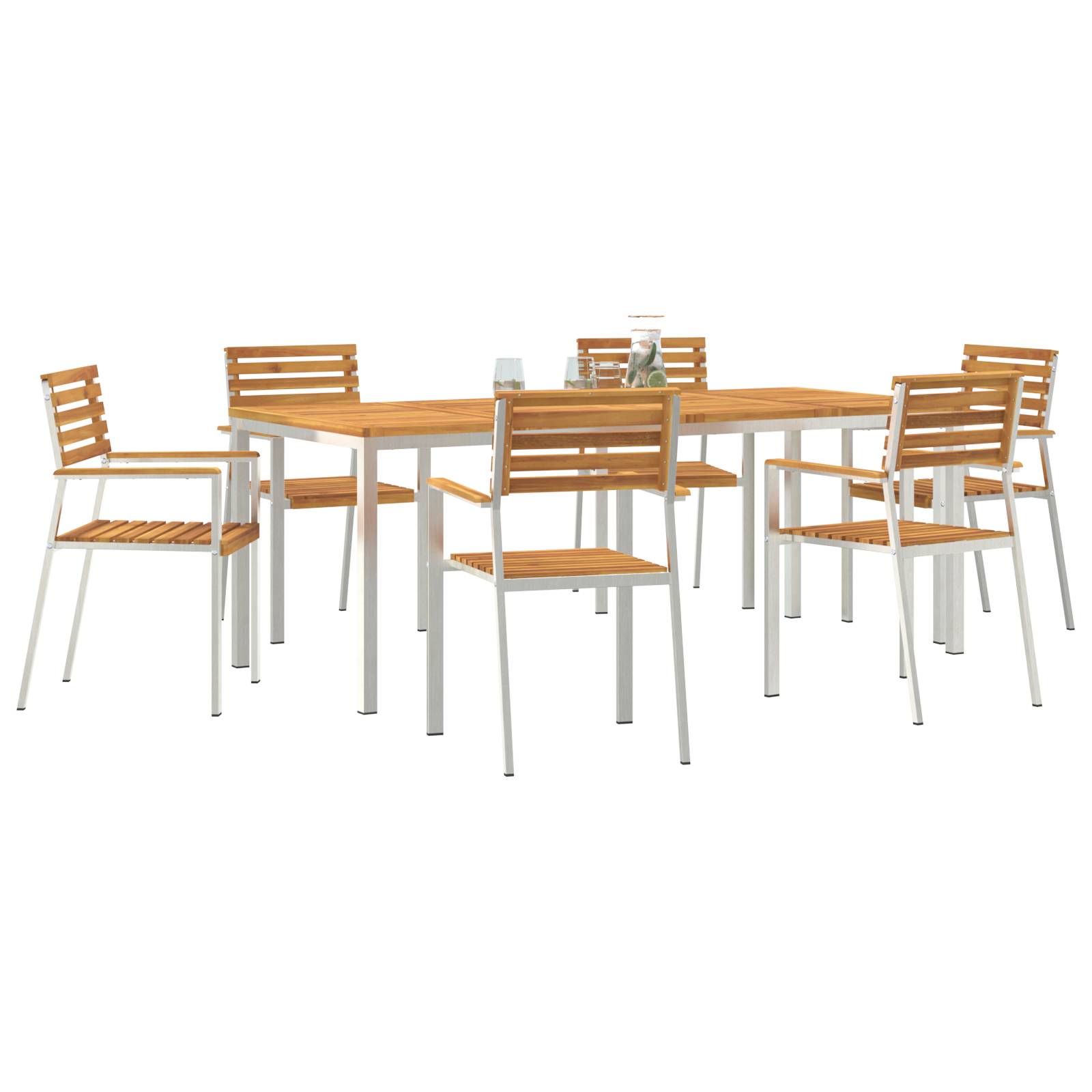 vidaXL 7-teilige Garten-Essgruppe aus massivem Akazienholz