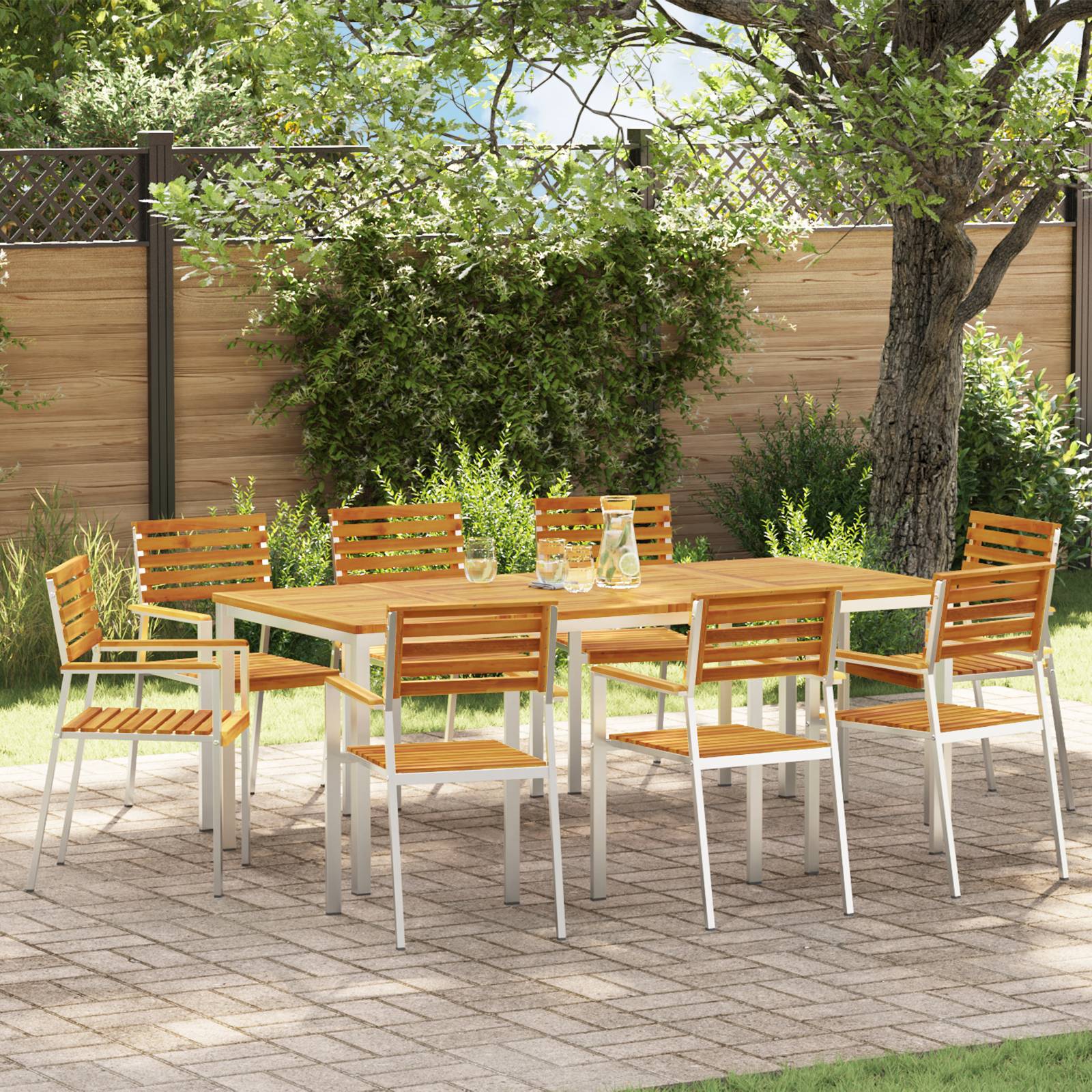 vidaXL Stapelbare Gartenstühle 8 Stück 54.5x56x89 cm Massivholz Akazie