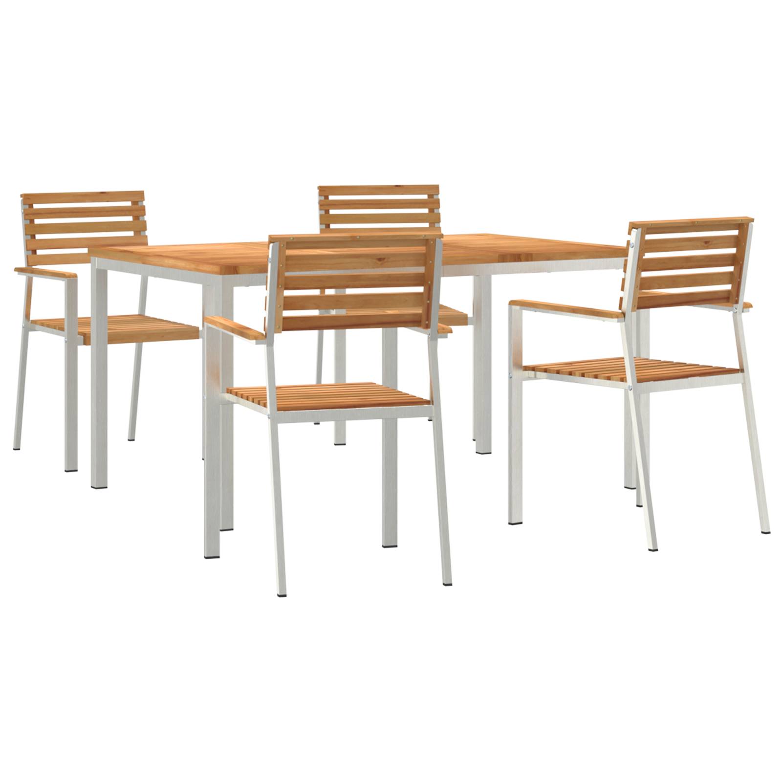 vidaXL 5-teilige Garten Esstisch Set aus massivem Teakholz