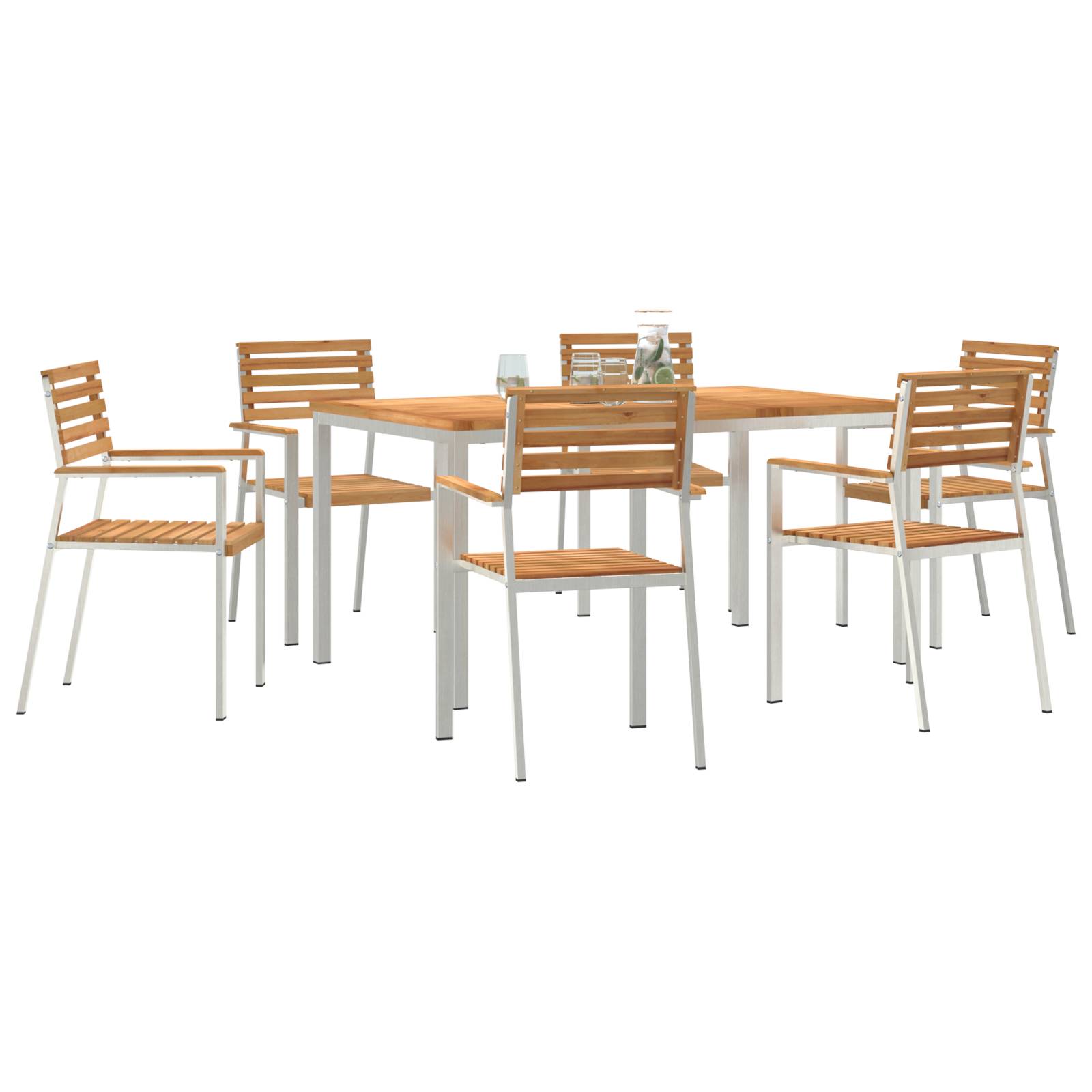 vidaXL 7-teiliges Garten Essset aus massivem Teakholz