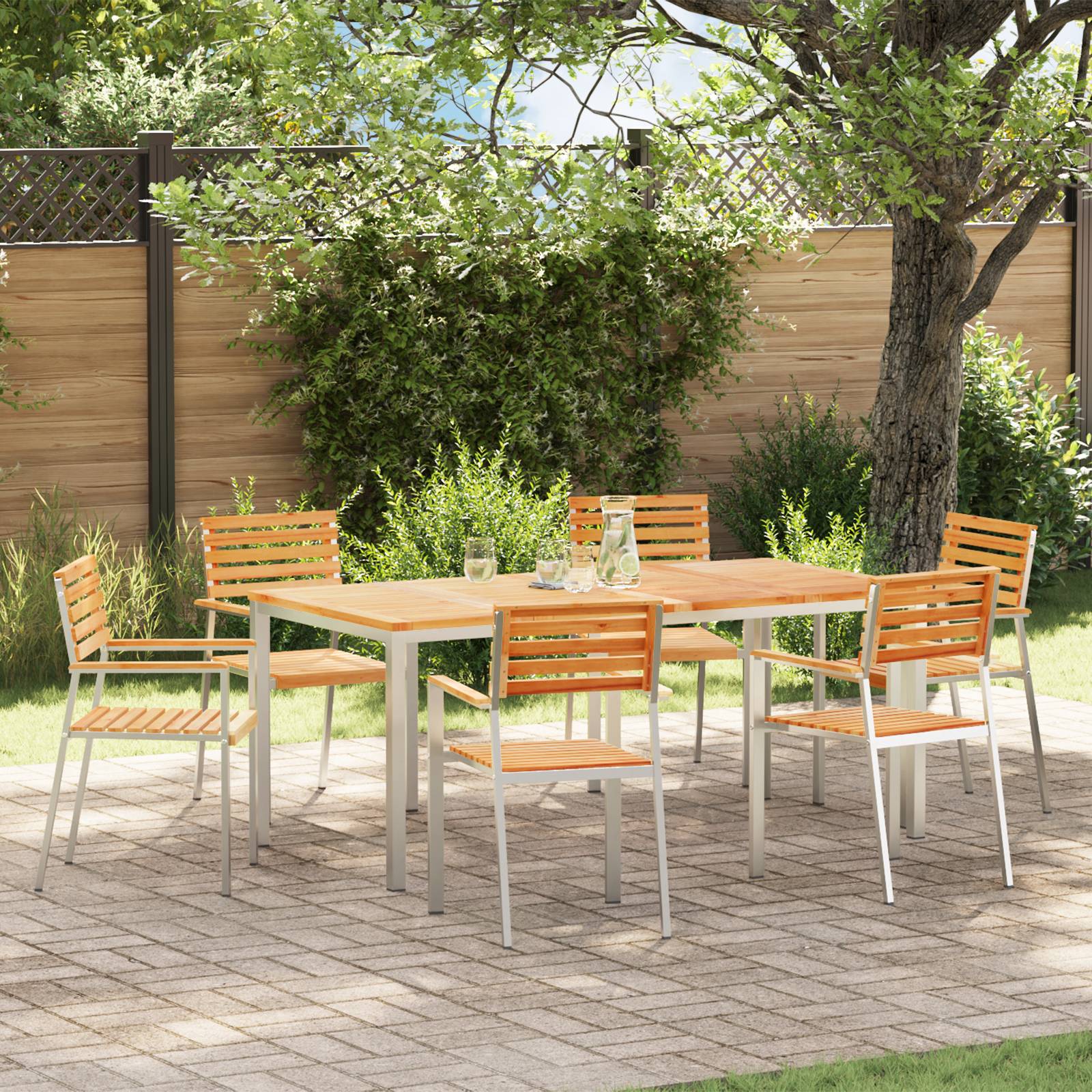 vidaXL Stapelbare Gartenstühle 6 Stück 54,5x56x89 cm Massivholz Teak