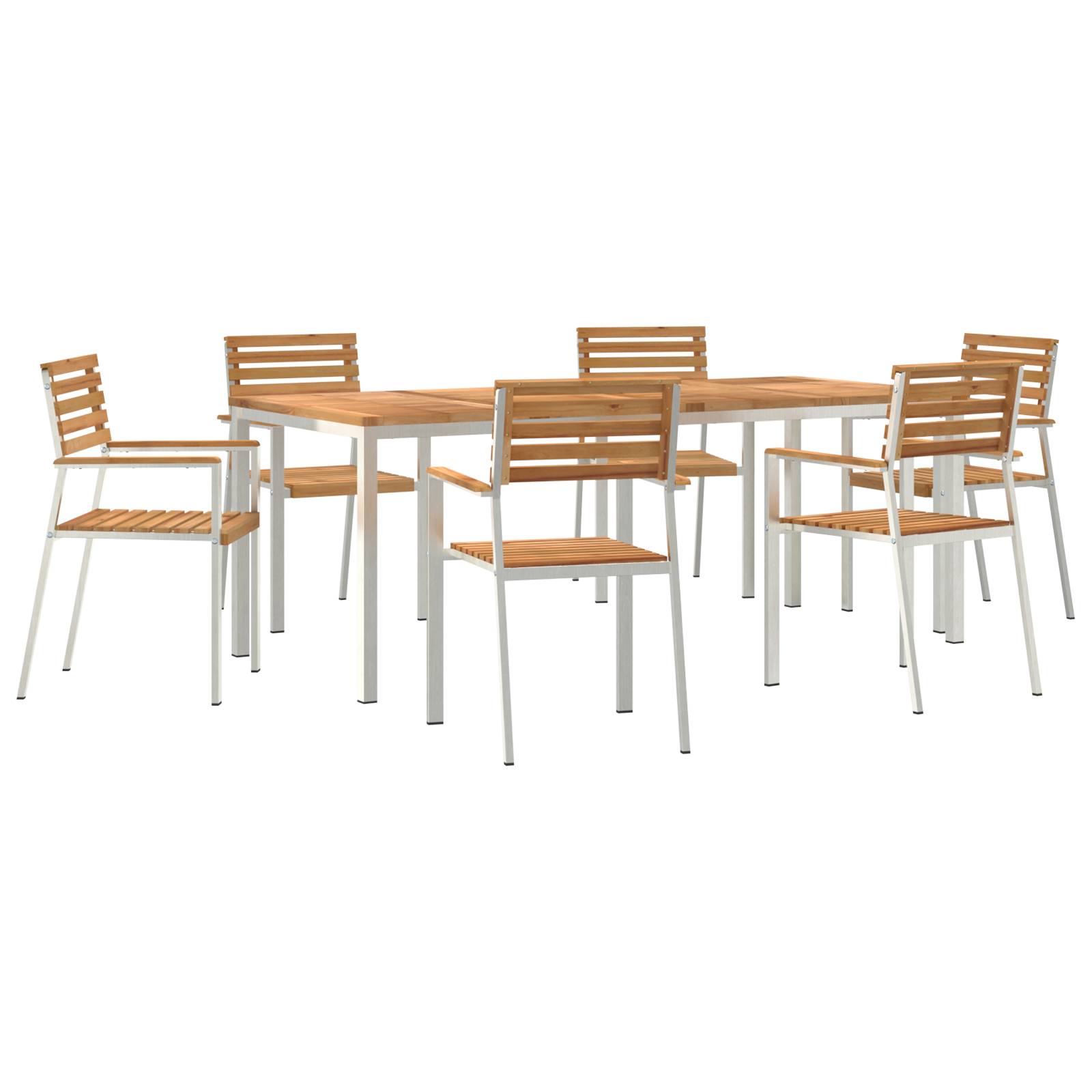 vidaXL 7-teiliges Gartentischset aus massivem Holz Teak