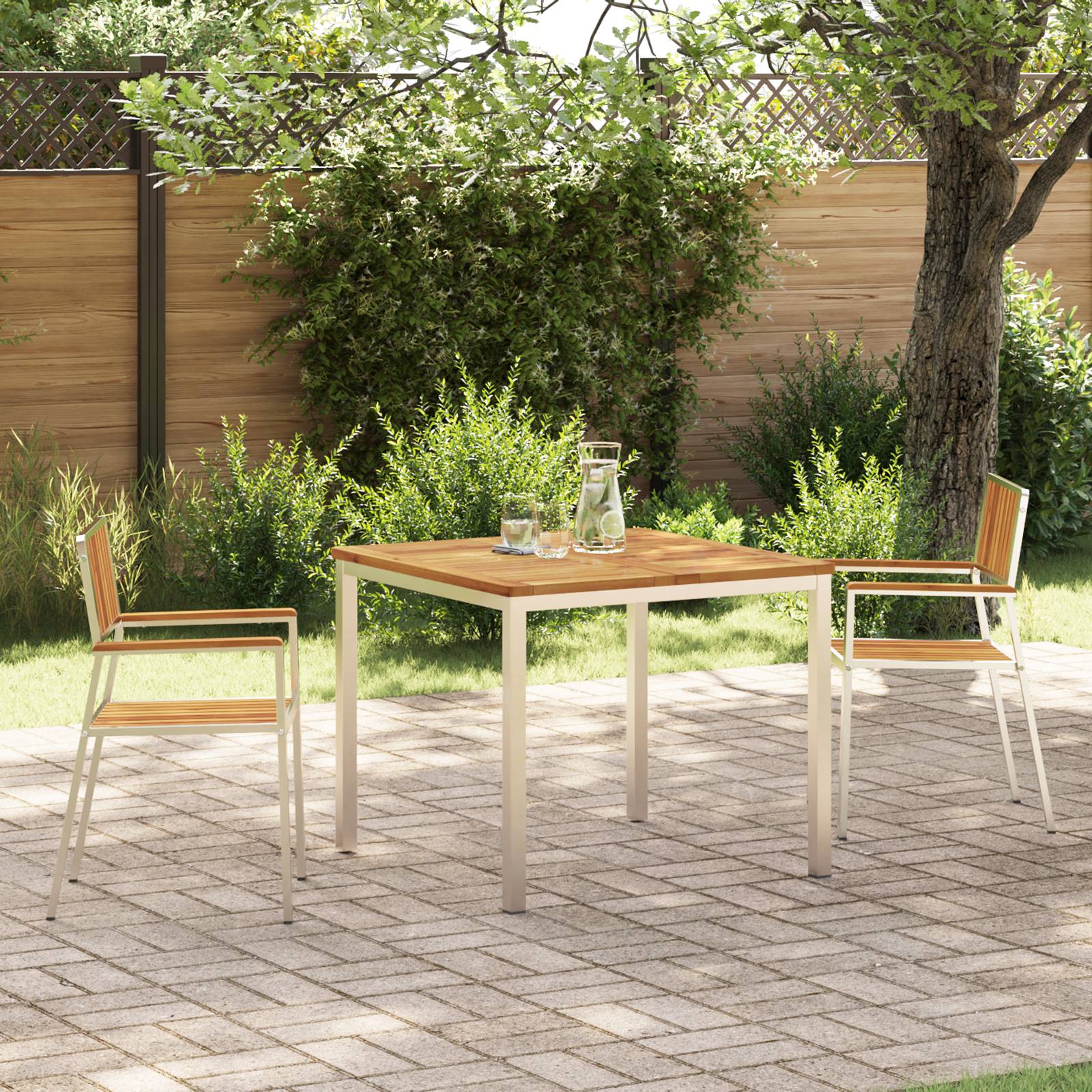 vidaXL 3-teiliges Garten Esszimmer Set Massivholz Akazie