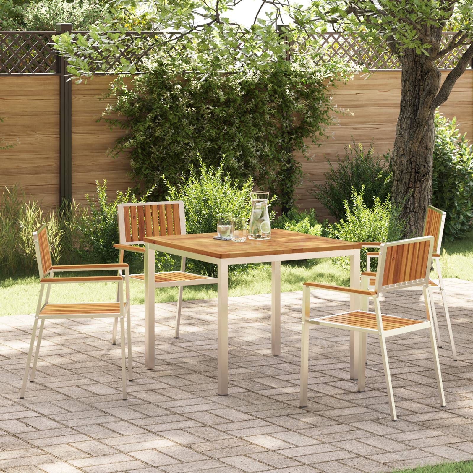 vidaXL 5-teiliges Garten-Dining-Set aus Massivholz Akazie