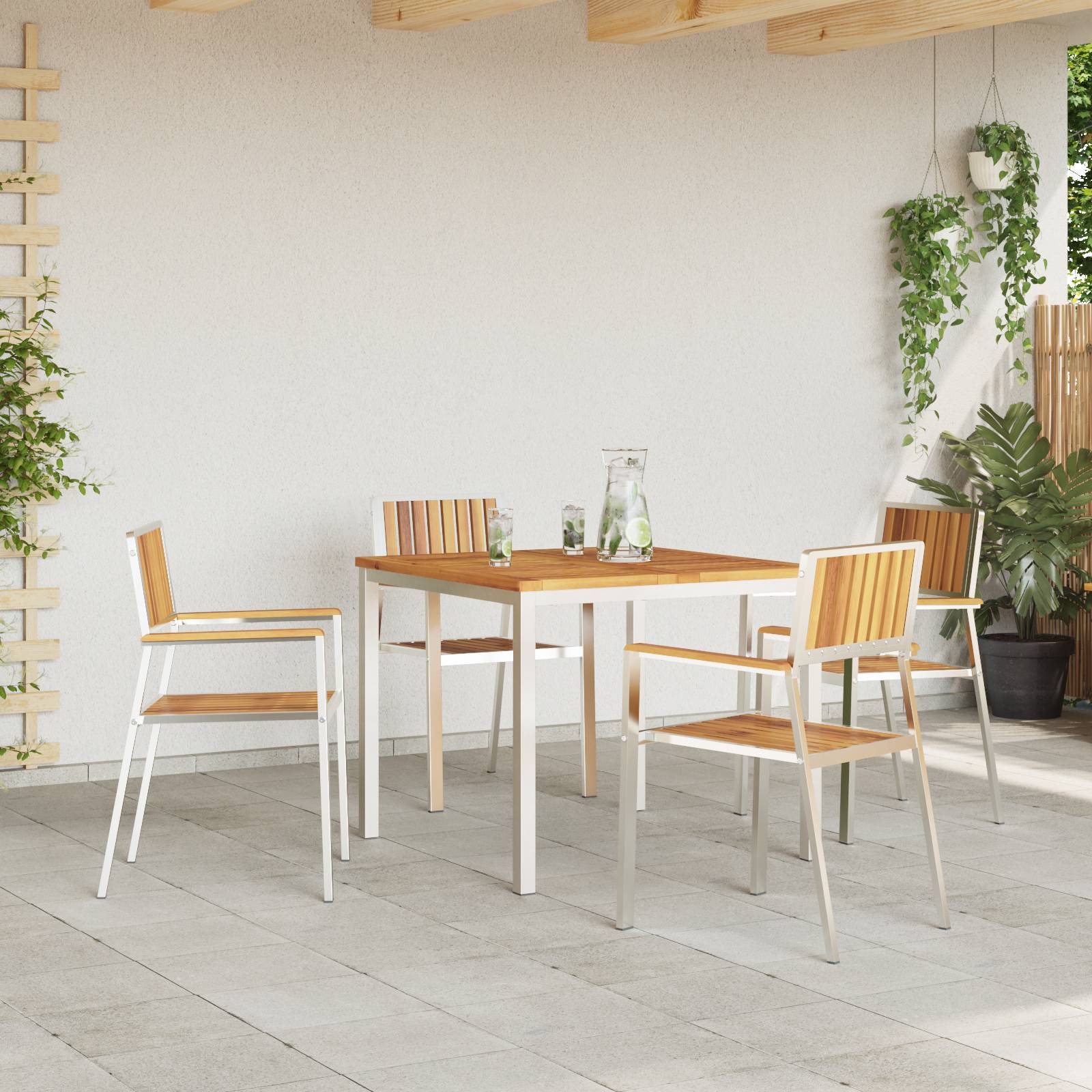 vidaXL 5-teiliges Garten-Dining-Set aus Massivholz Akazie