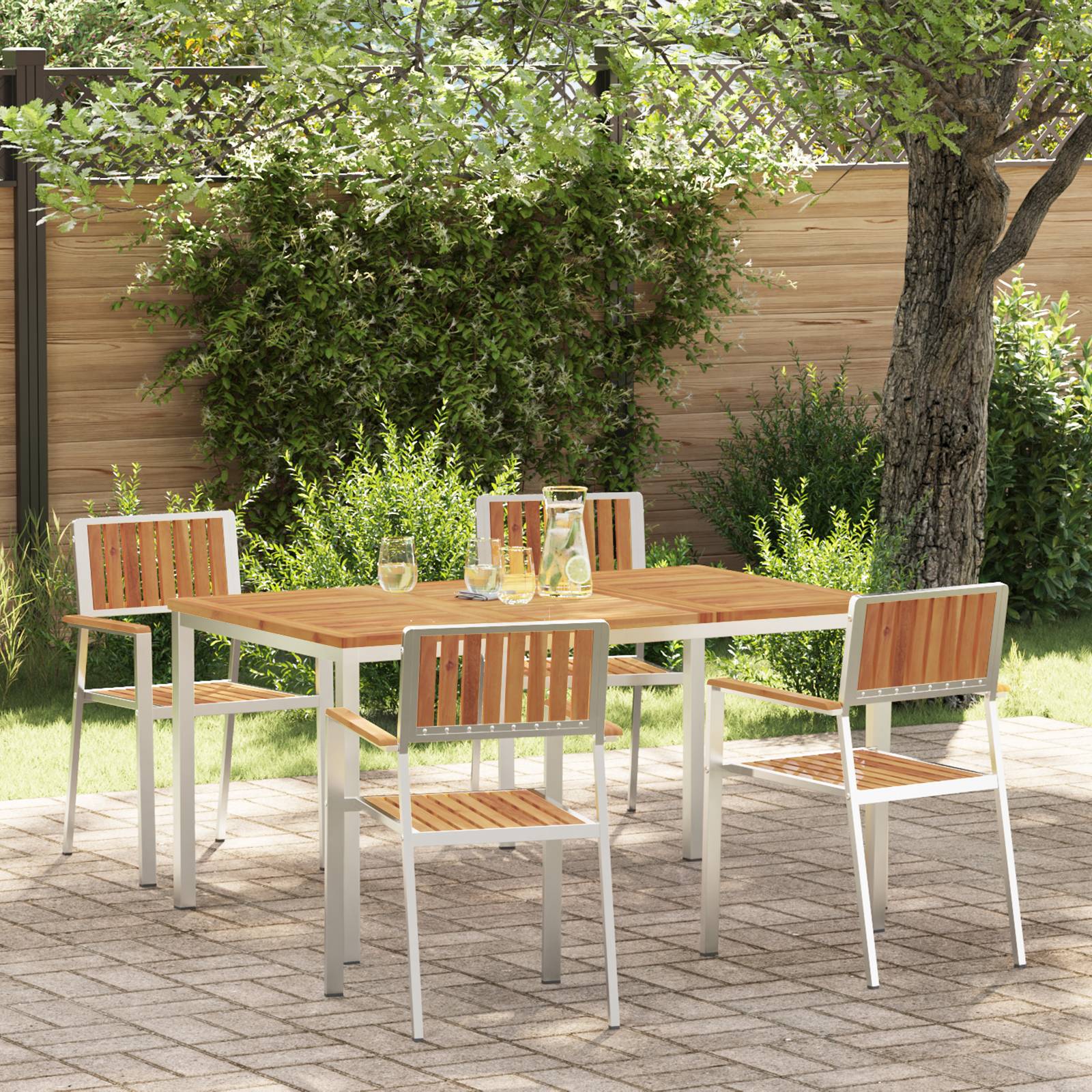 vidaXL 5-teilige Garten Essgruppe aus massivem Akazienholz