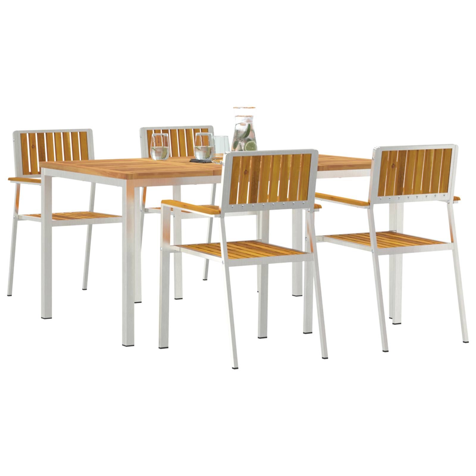 vidaXL 5-teilige Garten Essgruppe aus massivem Akazienholz
