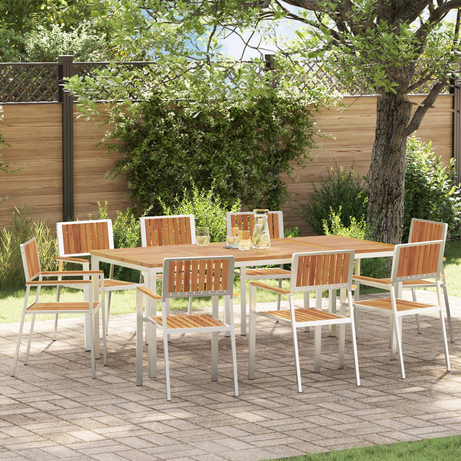 vidaXL Gartenstühle 8 Stk. Stapelbar 54,5x56x87 cm Massivholz Akazie