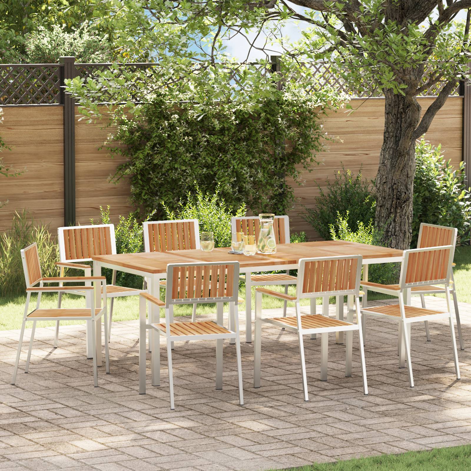 vidaXL Gartenstühle 8 Stk. Stapelbar 54,5x56x87 cm Massivholz Teak