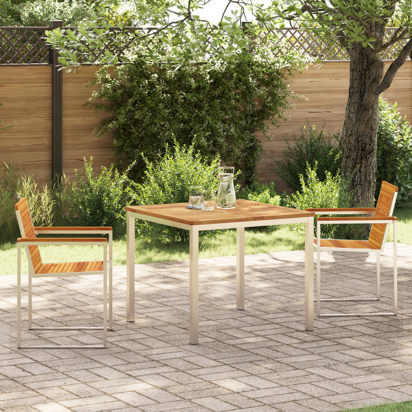 vidaXL 3-teilige Garten Essgruppe Massivholz Akazie