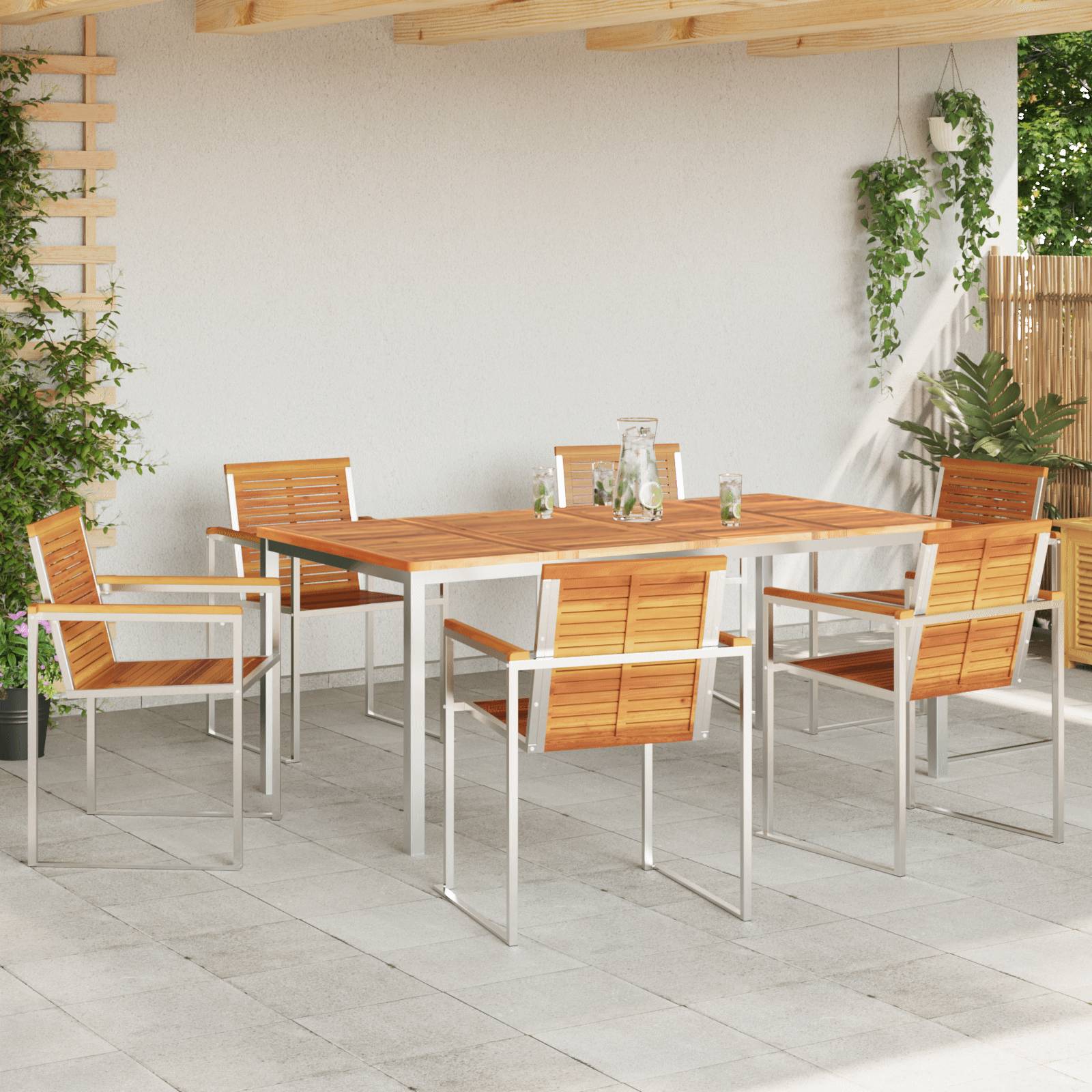 vidaXL 7-teiliges Garten-Essset aus massivem Holz Akazie