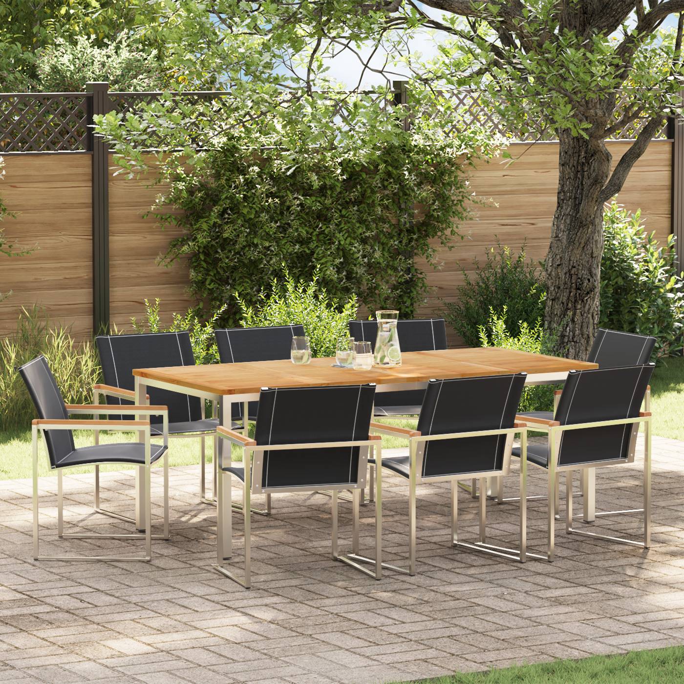 vidaXL 9-teilige Garten Essgruppe aus massivem Akazienholz