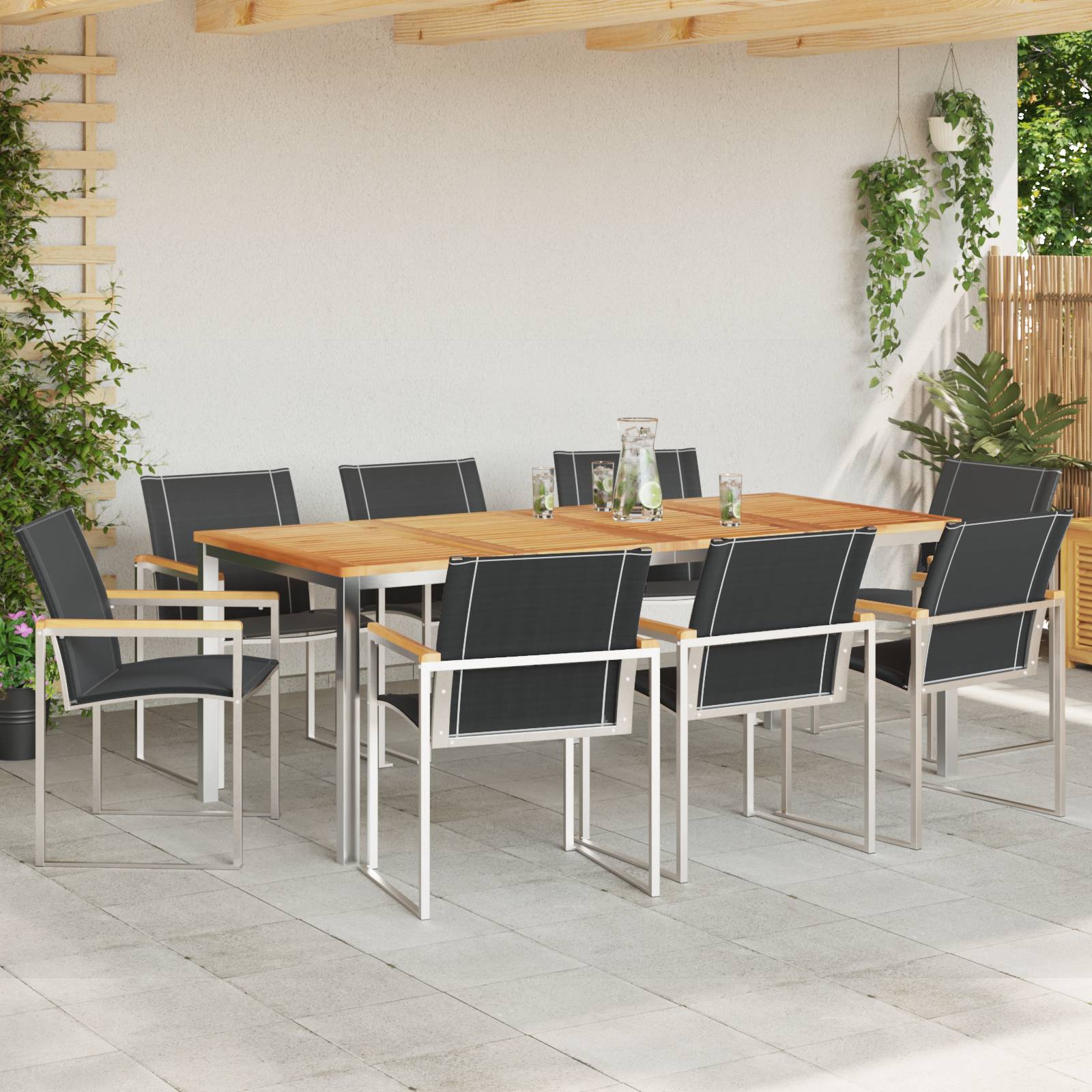 vidaXL 9-teilige Garten Essgruppe aus massivem Akazienholz