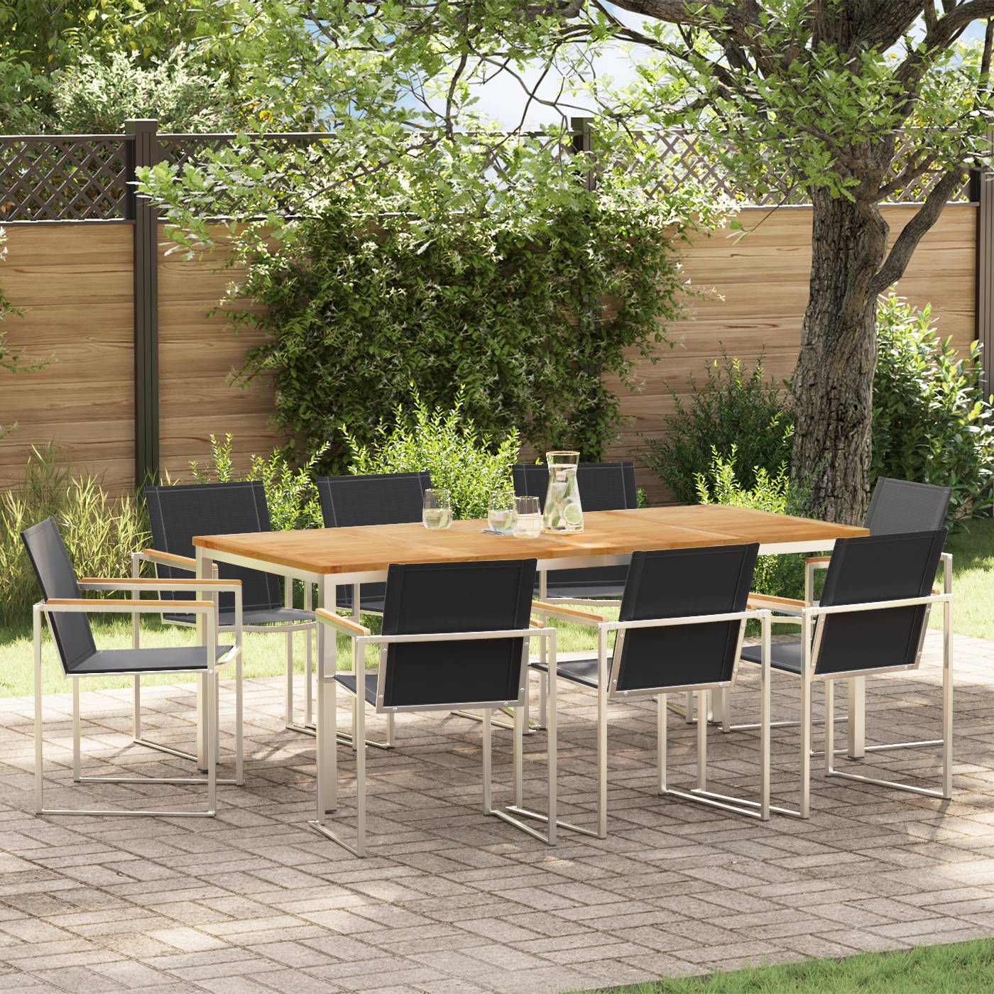 vidaXL 9-teilige Garten Essgruppe Massivholz Teak