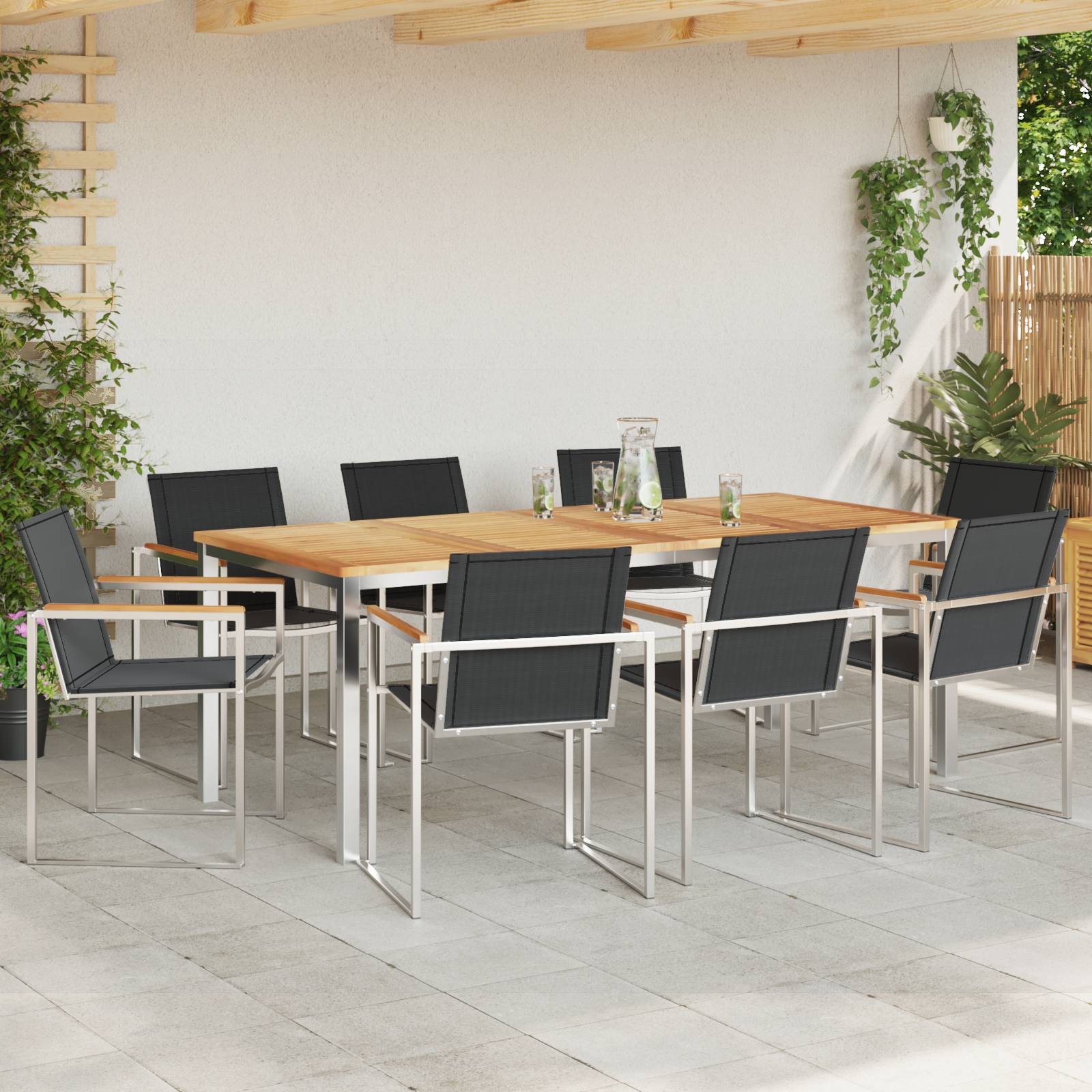 vidaXL 9-teilige Garten Essgruppe Massivholz Teak