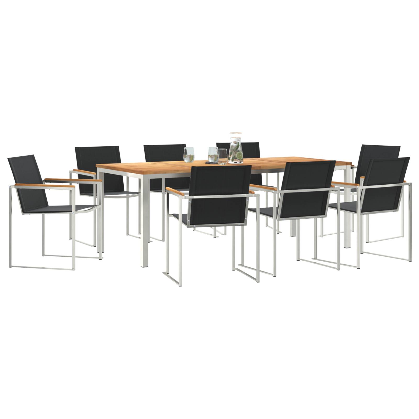 vidaXL 9-teilige Garten Essgruppe Massivholz Teak