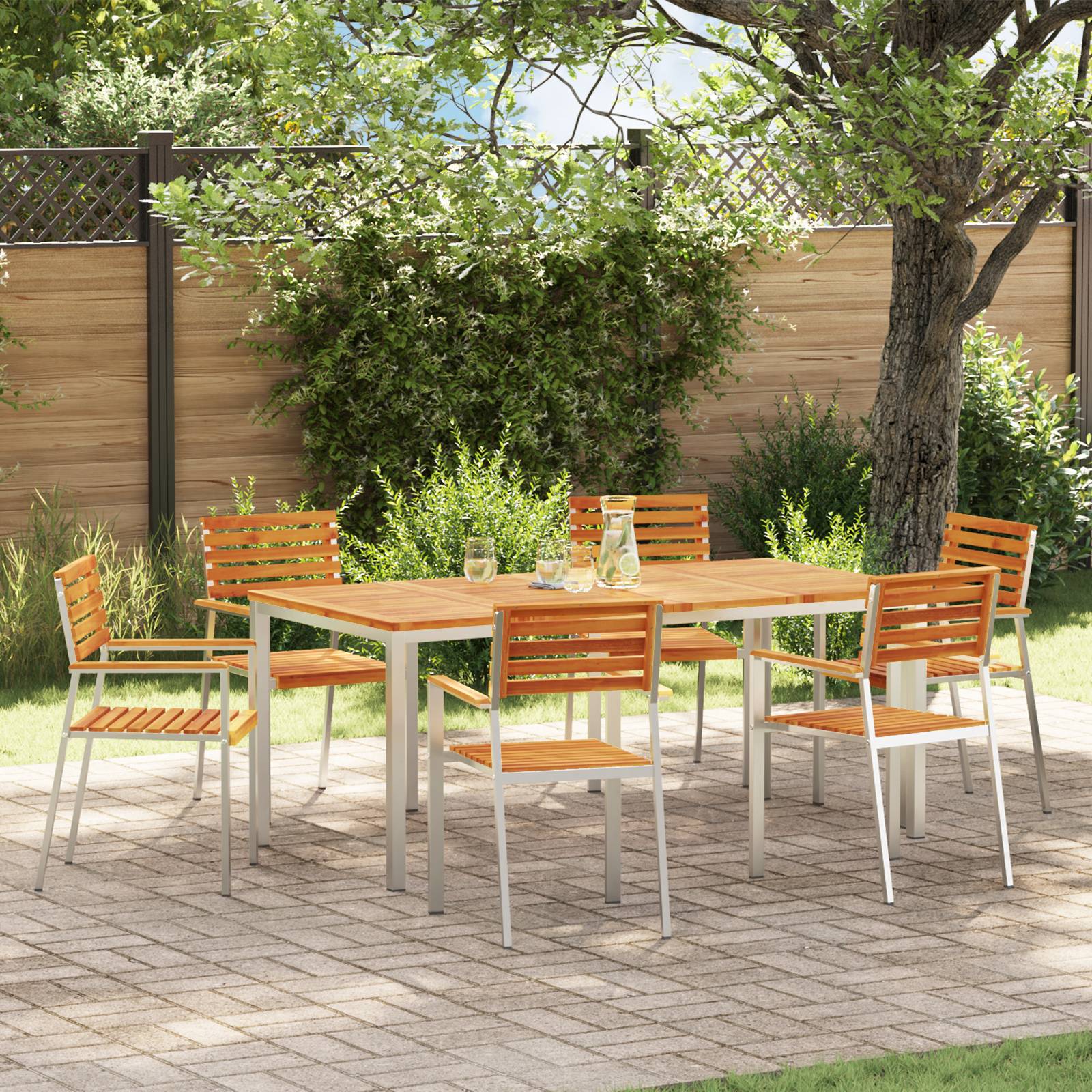 vidaXL Stapelbare Gartenstühle 6 Stk 54.5x56x89 cm Massivholz Akazie