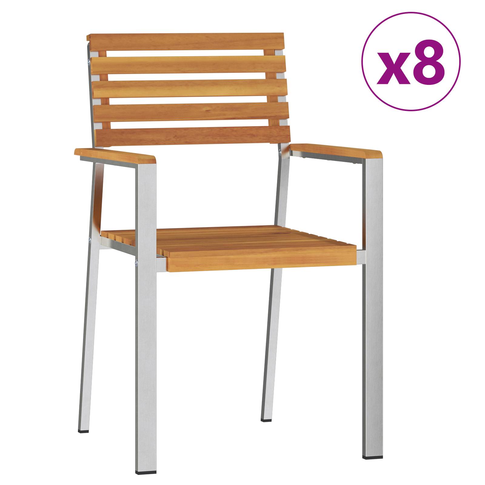 vidaXL Stapelbare Gartenstühle 8 Stück 54.5x56x89 cm Massivholz Akazie