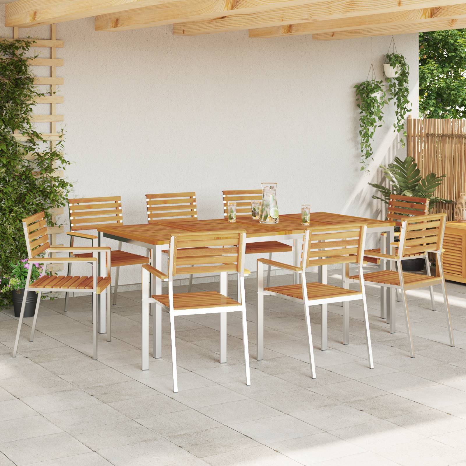 vidaXL Stapelbare Gartenstühle 8 Stück 54.5x56x89 cm Massivholz Akazie