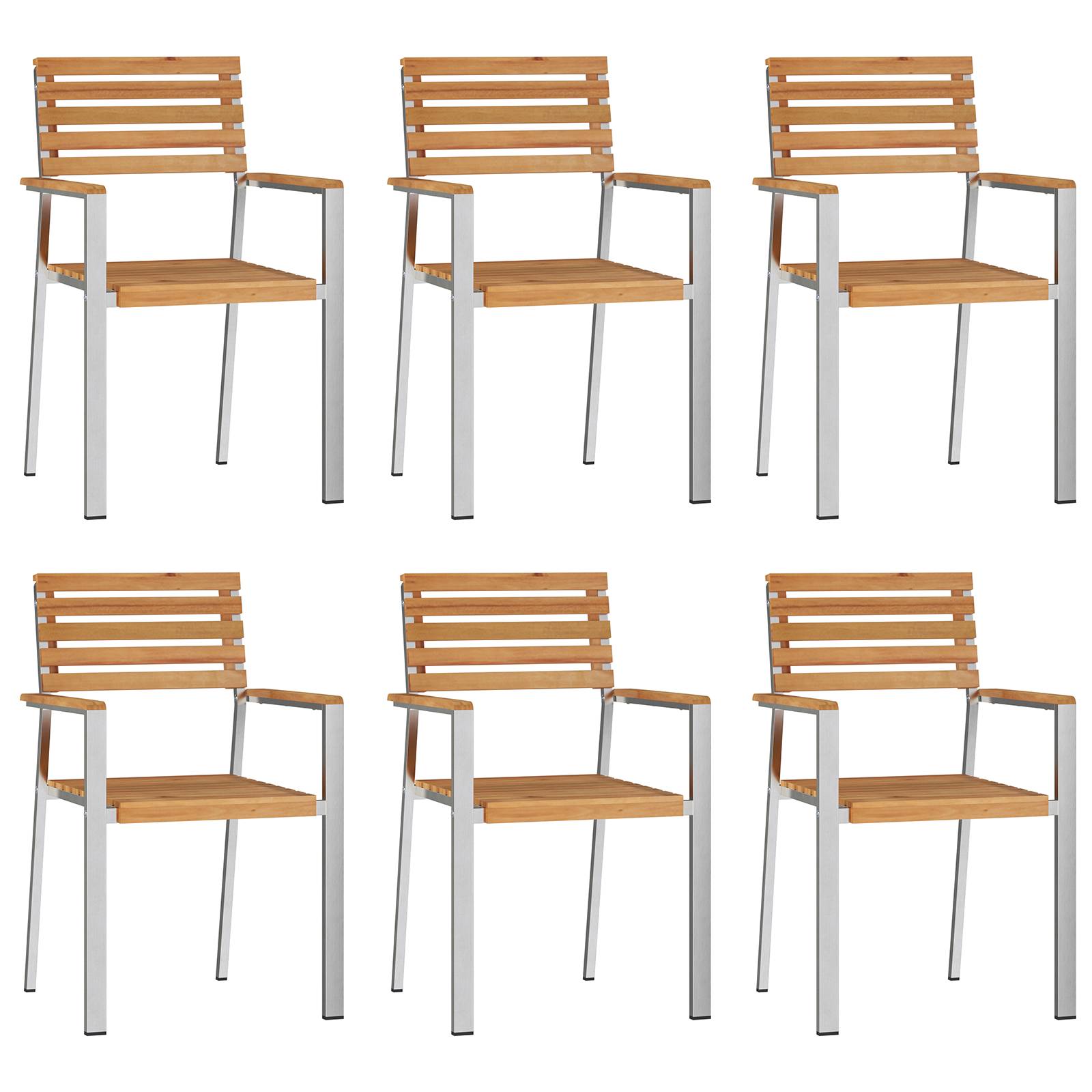 vidaXL Stapelbare Gartenstühle 6 Stück 54,5x56x89 cm Massivholz Teak