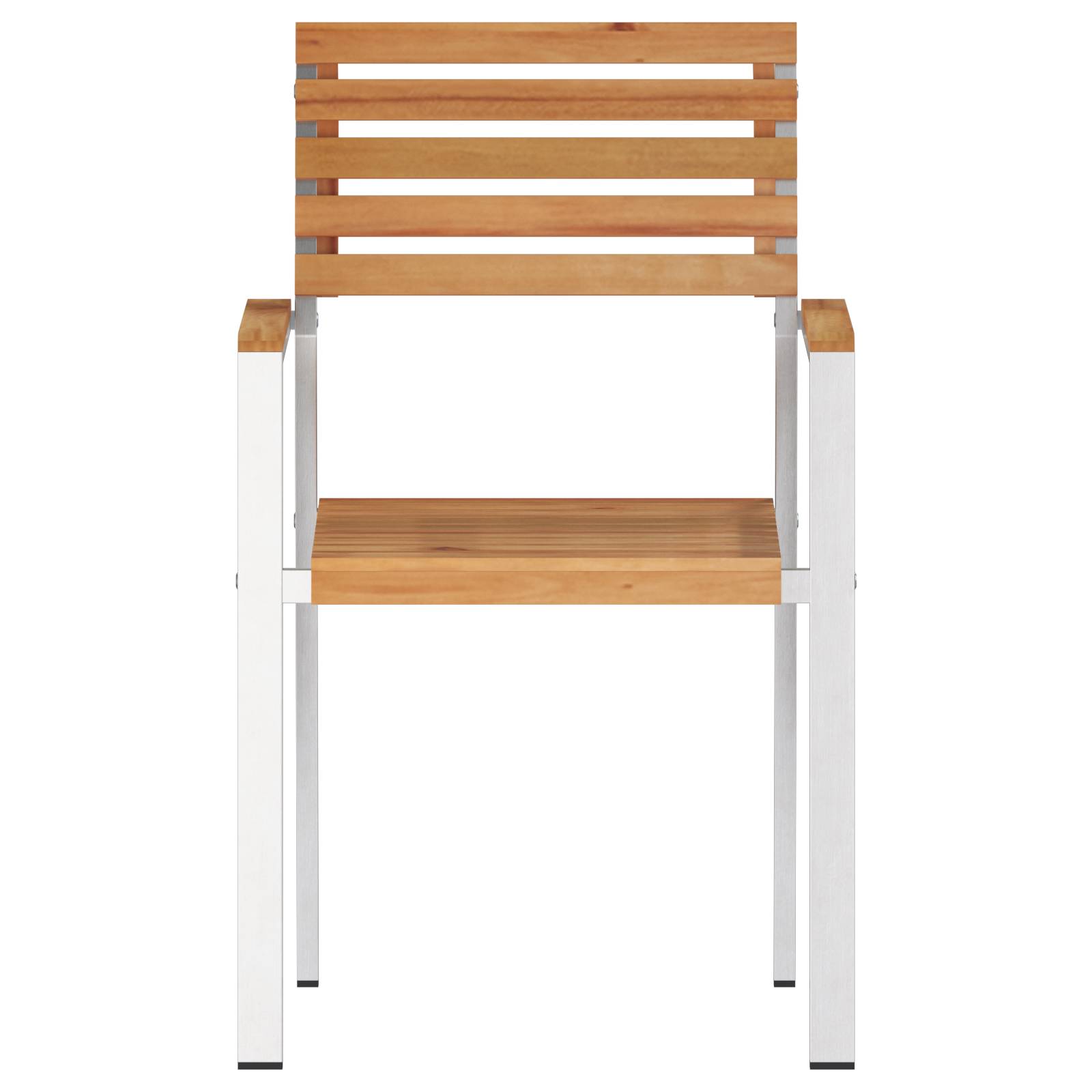 vidaXL Stapelbare Gartenstühle 2 Stück Massivholz Teak & Edelstahl