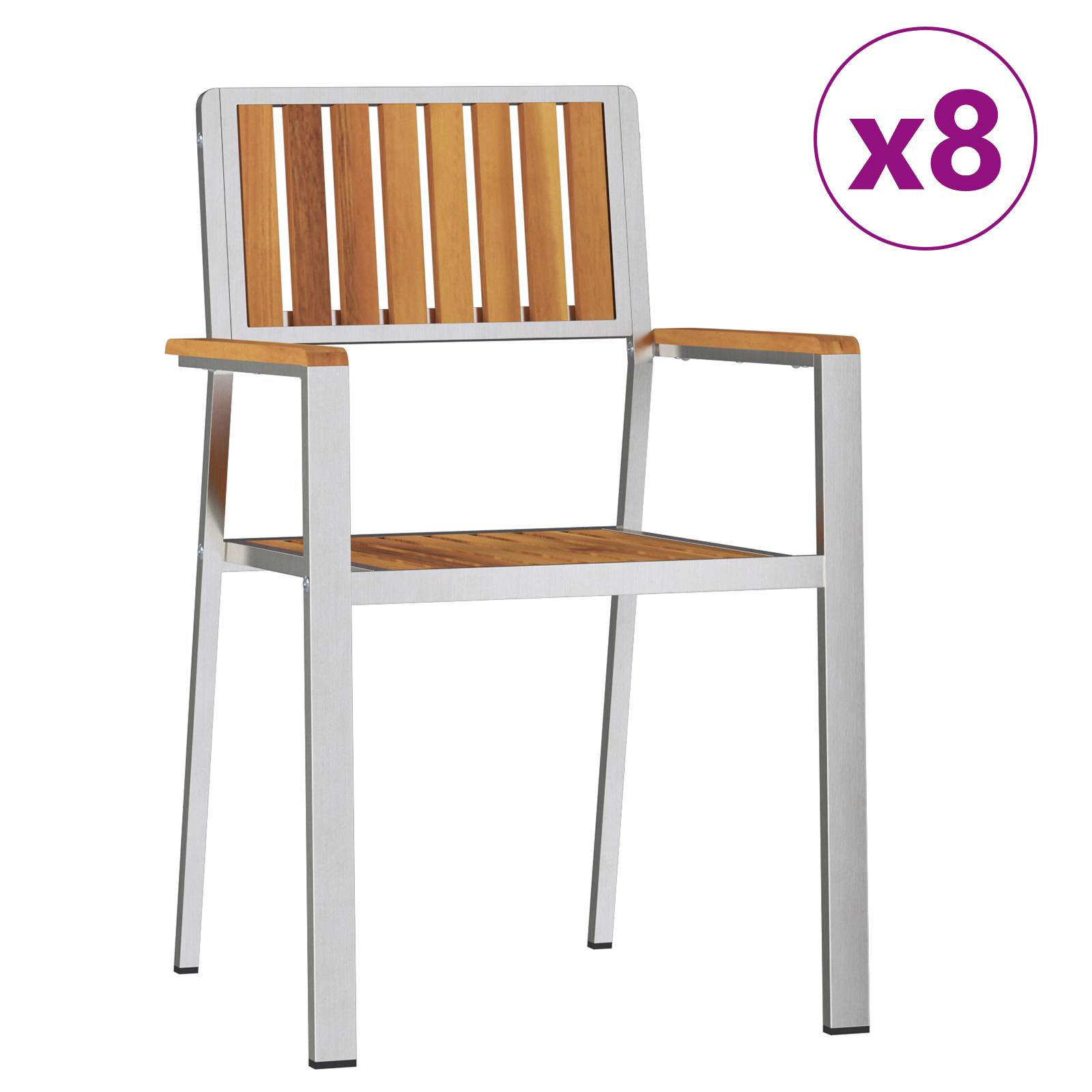 vidaXL Gartenstühle 8 Stk. Stapelbar 54,5x56x87 cm Massivholz Akazie