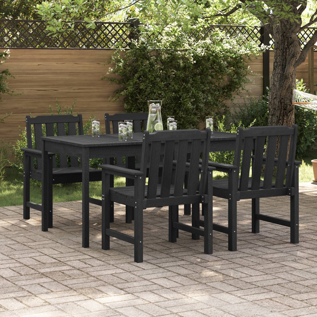 vidaXL Garten-Essstühle 4 Stück Schwarz 65,5x55,5x88 cm HDPE