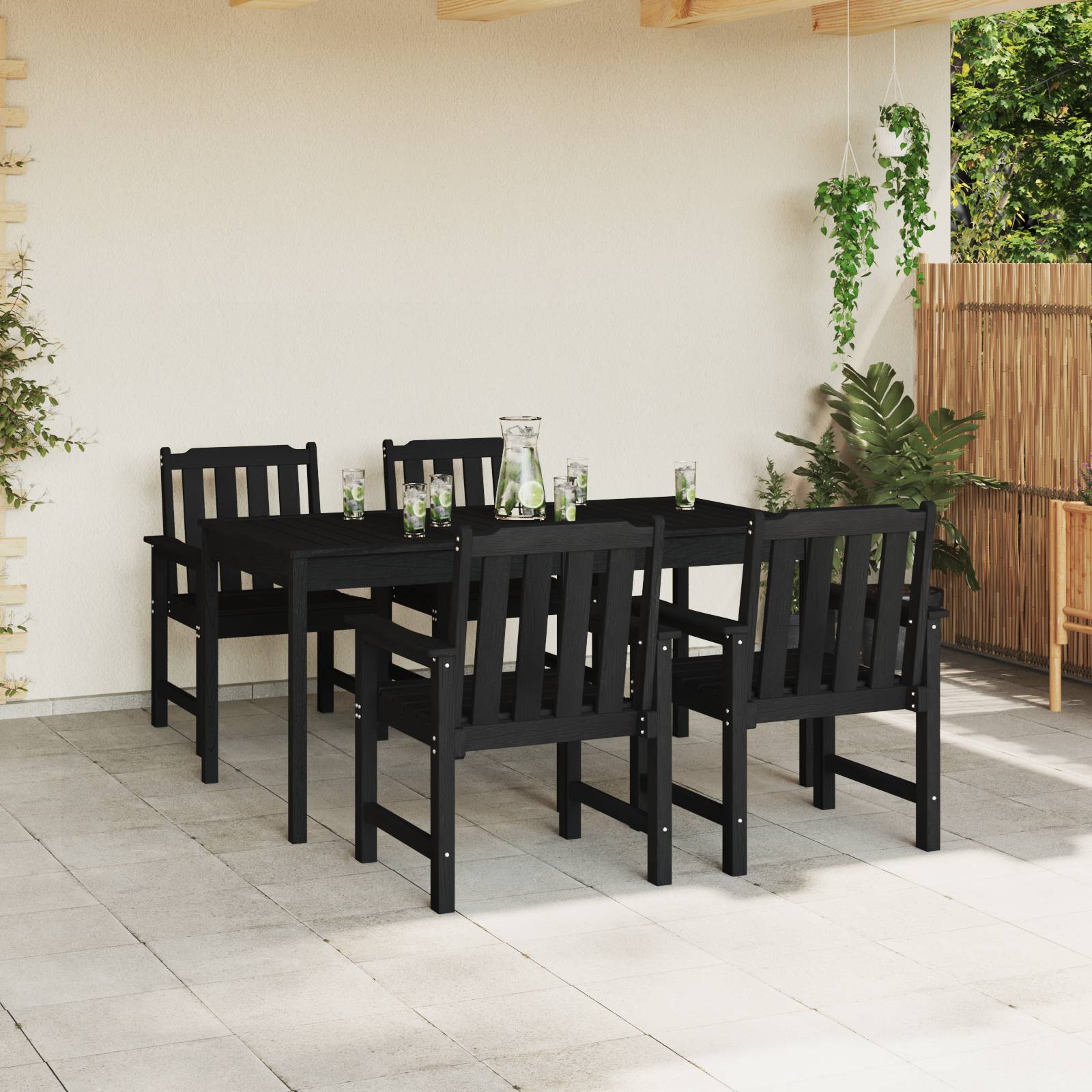 vidaXL Garten-Essstühle 4 Stück Schwarz 65,5x55,5x88 cm HDPE