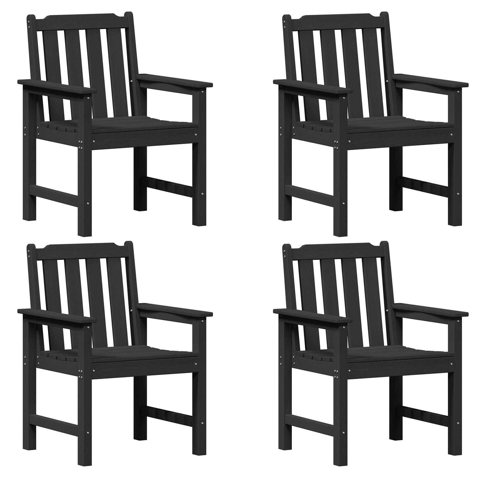 vidaXL Garten-Essstühle 4 Stück Schwarz 65,5x55,5x88 cm HDPE