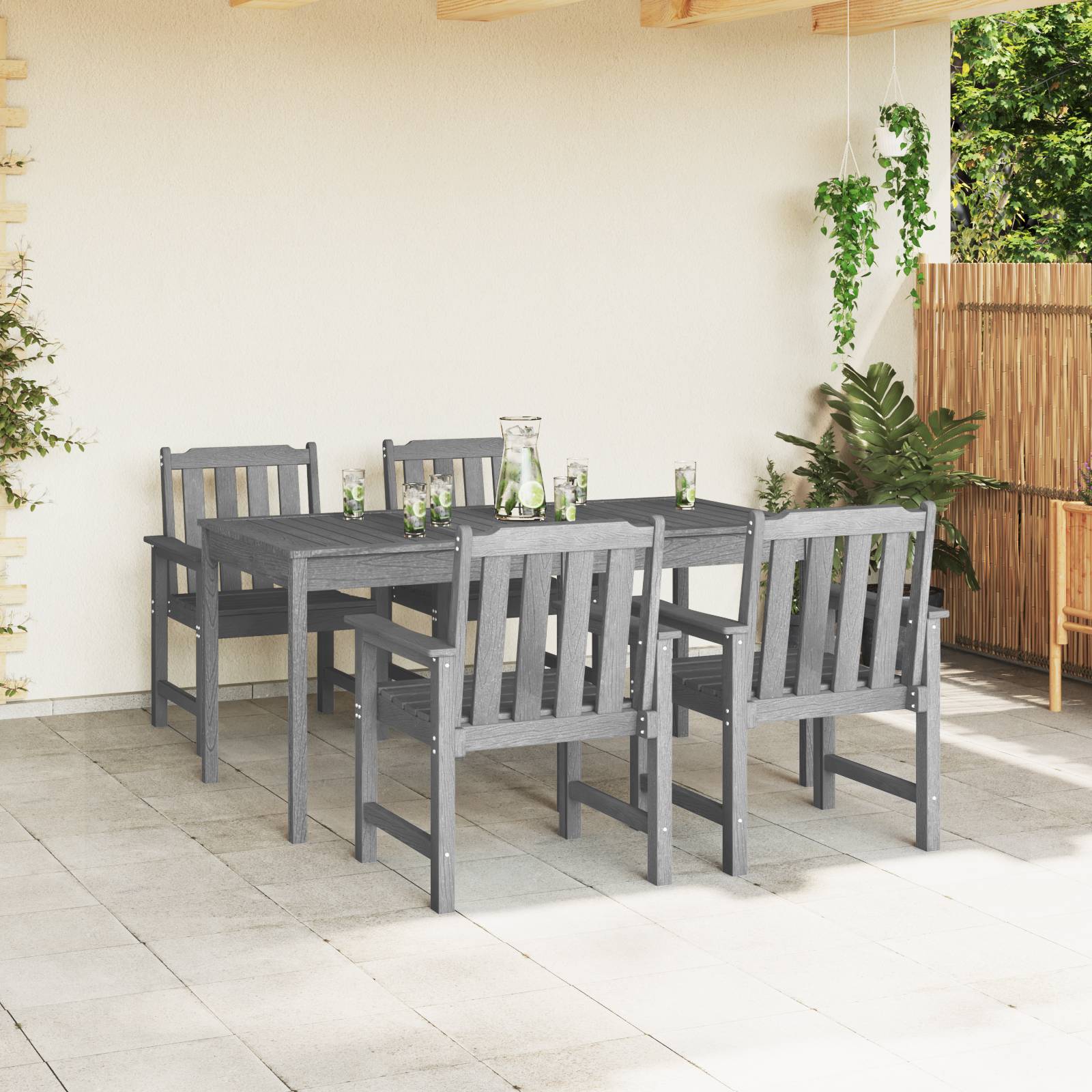 vidaXL Garten-Essstühle 4 Stück Hellgrau 65,5x55,5x88 cm HDPE