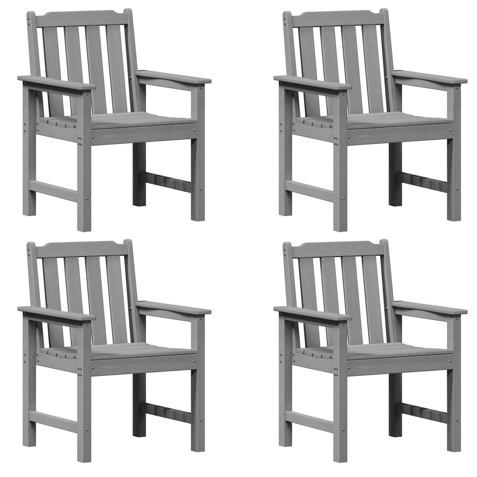vidaXL Garten-Essstühle 4 Stück Hellgrau 65,5x55,5x88 cm HDPE