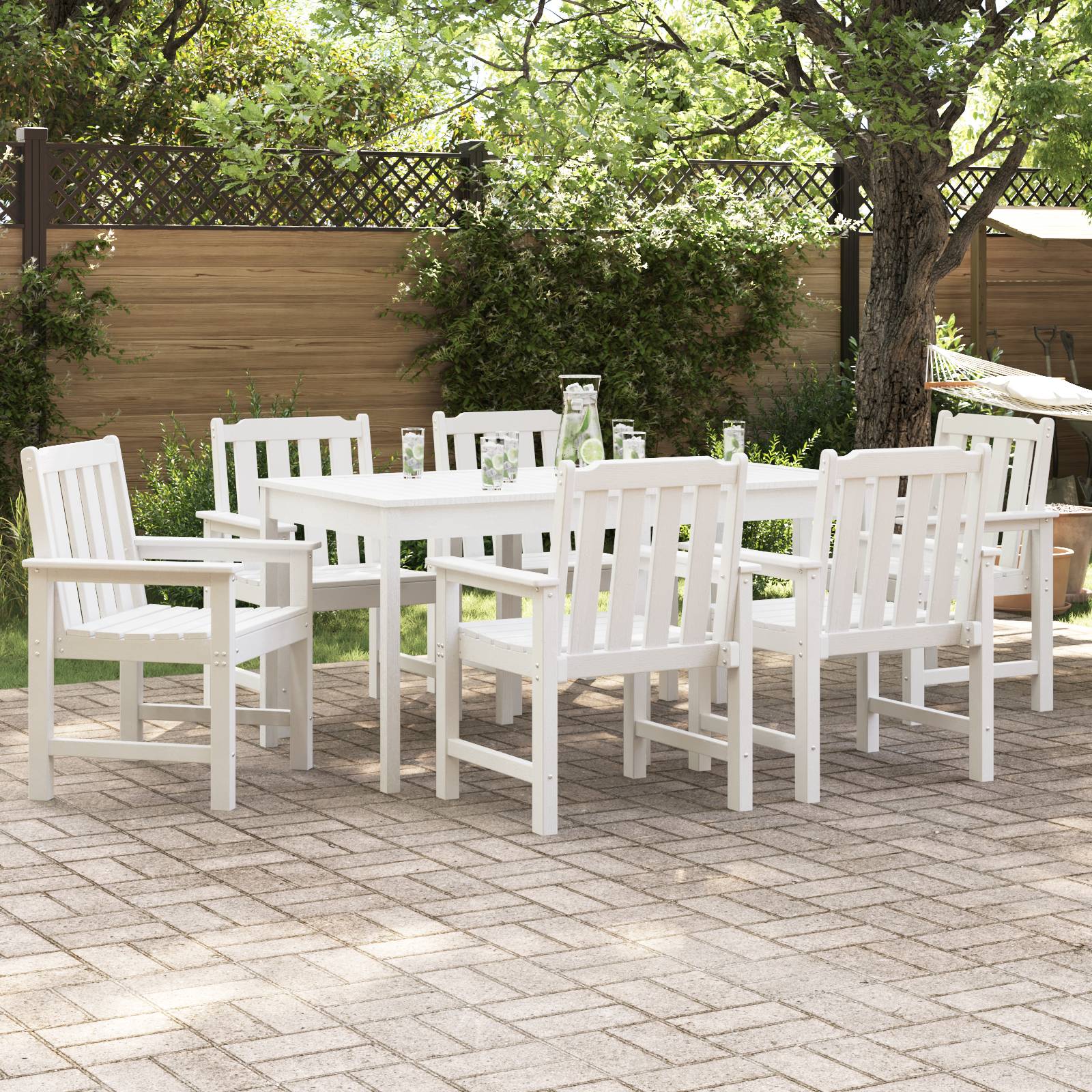 vidaXL Garten-Essstühle 6 Teile Weiß 65,5x55,5x88 cm HDPE
