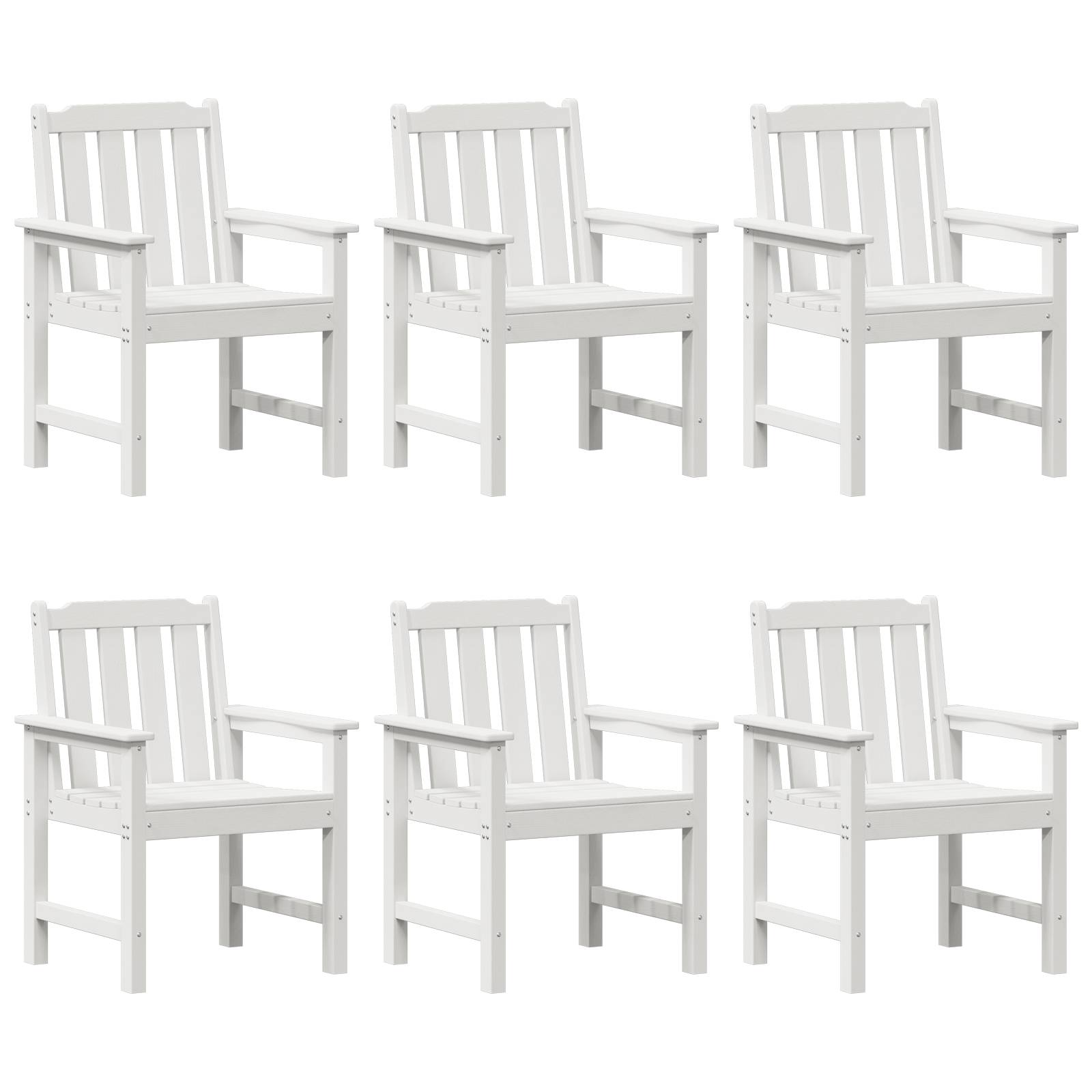vidaXL Garten-Essstühle 6 Teile Weiß 65,5x55,5x88 cm HDPE