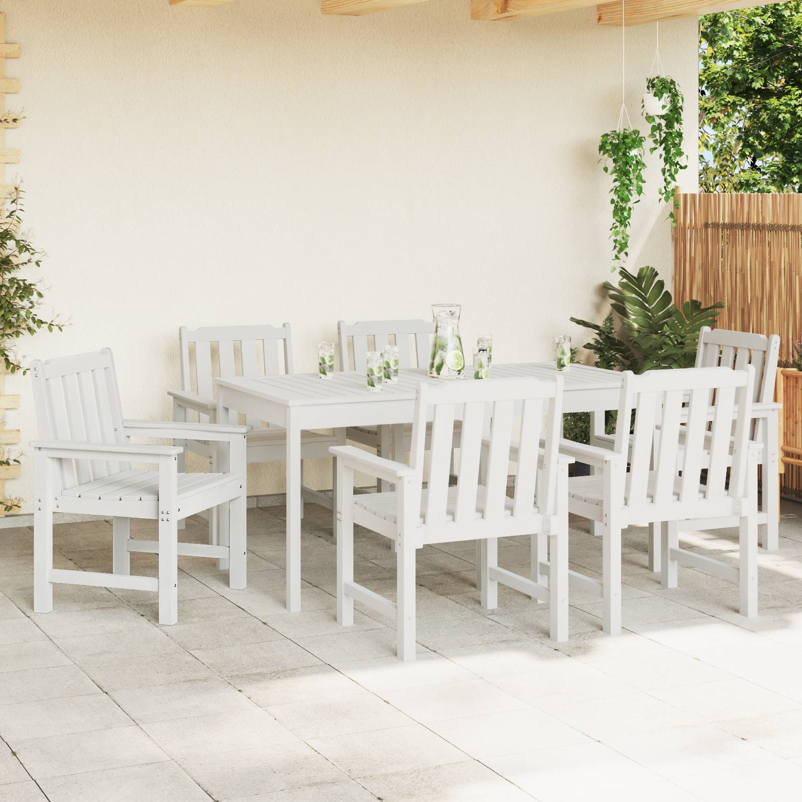 vidaXL Garten-Essstühle 6 Teile Weiß 65,5x55,5x88 cm HDPE
