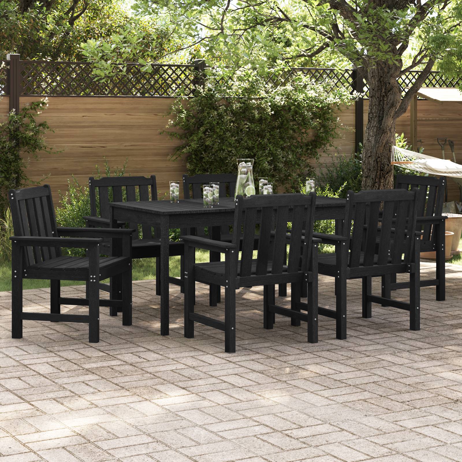 vidaXL Garten-Essstühle 6 Stück Schwarz 65,5x55,5x88 cm HDPE