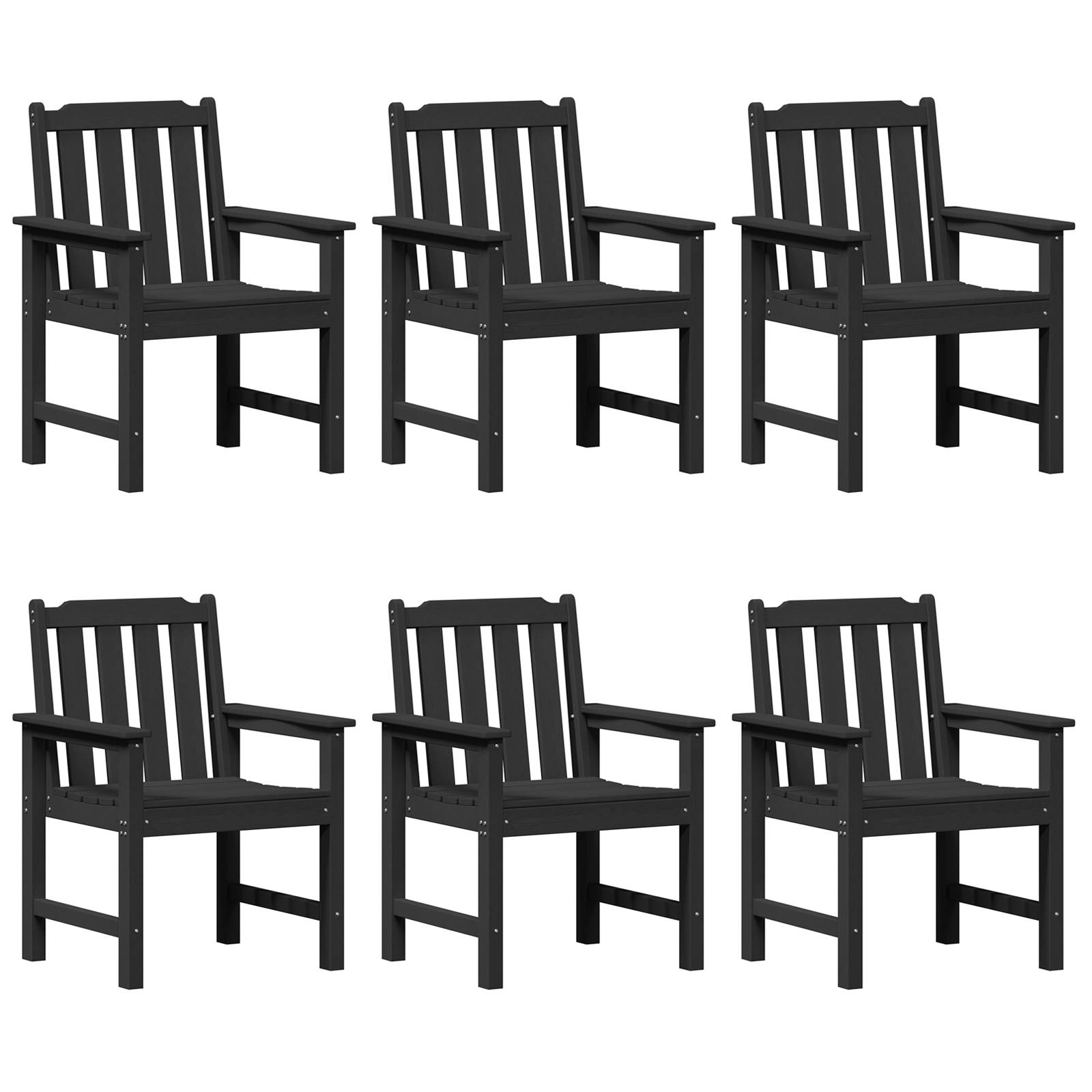 vidaXL Garten-Essstühle 6 Stück Schwarz 65,5x55,5x88 cm HDPE