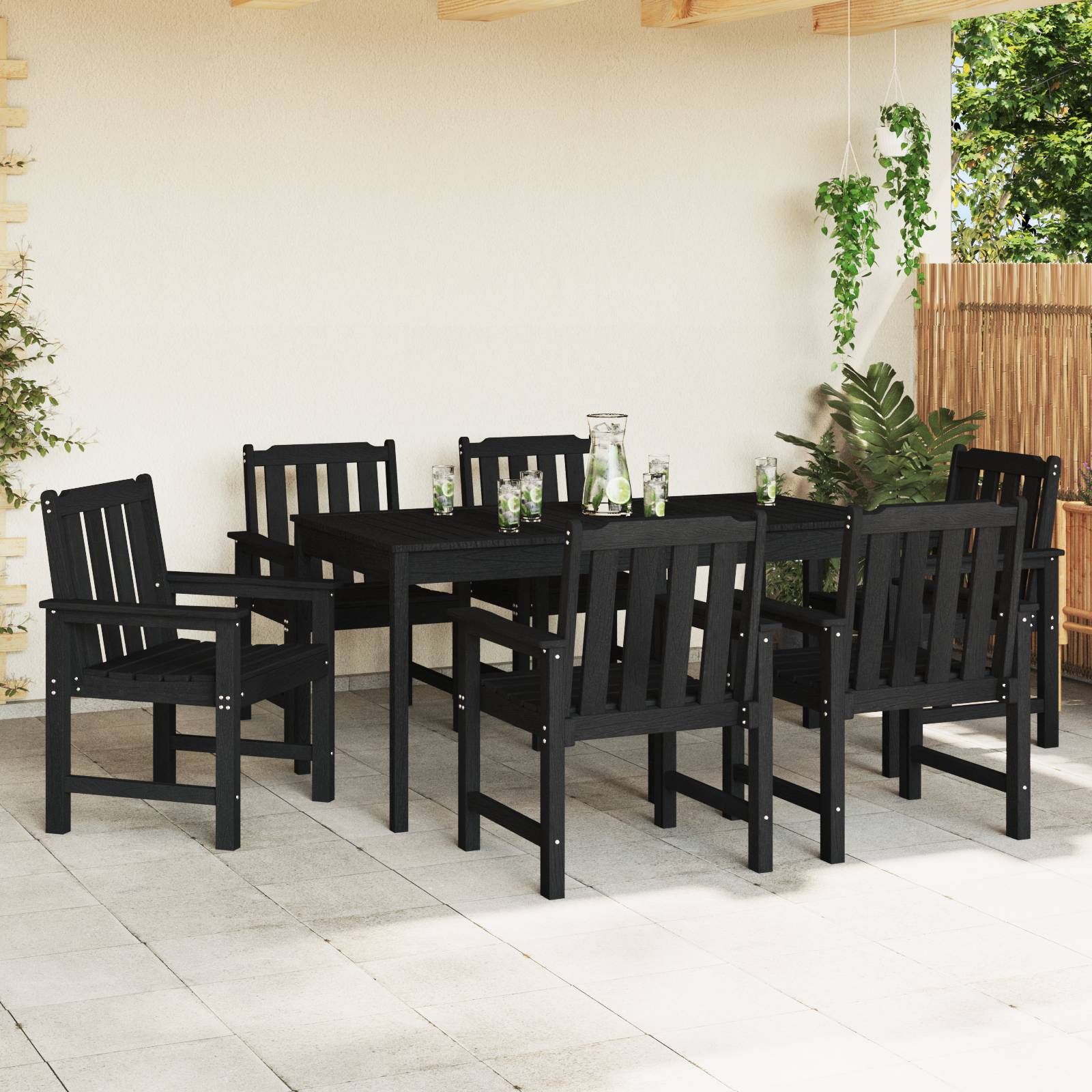 vidaXL Garten-Essstühle 6 Stück Schwarz 65,5x55,5x88 cm HDPE